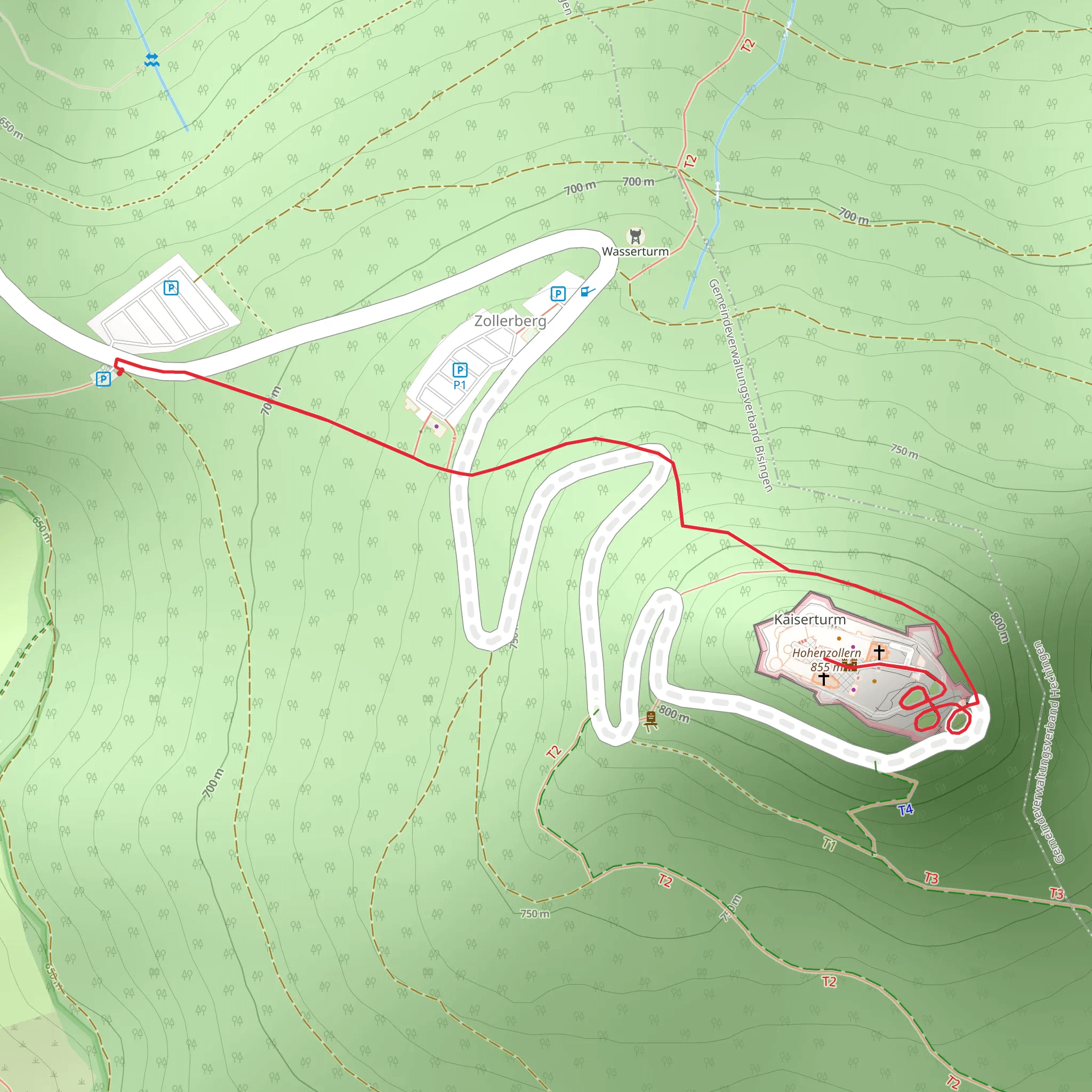 Hohenzollern and Burg Hohenzollern via Main Neckar Rhein Weg mobile static map
