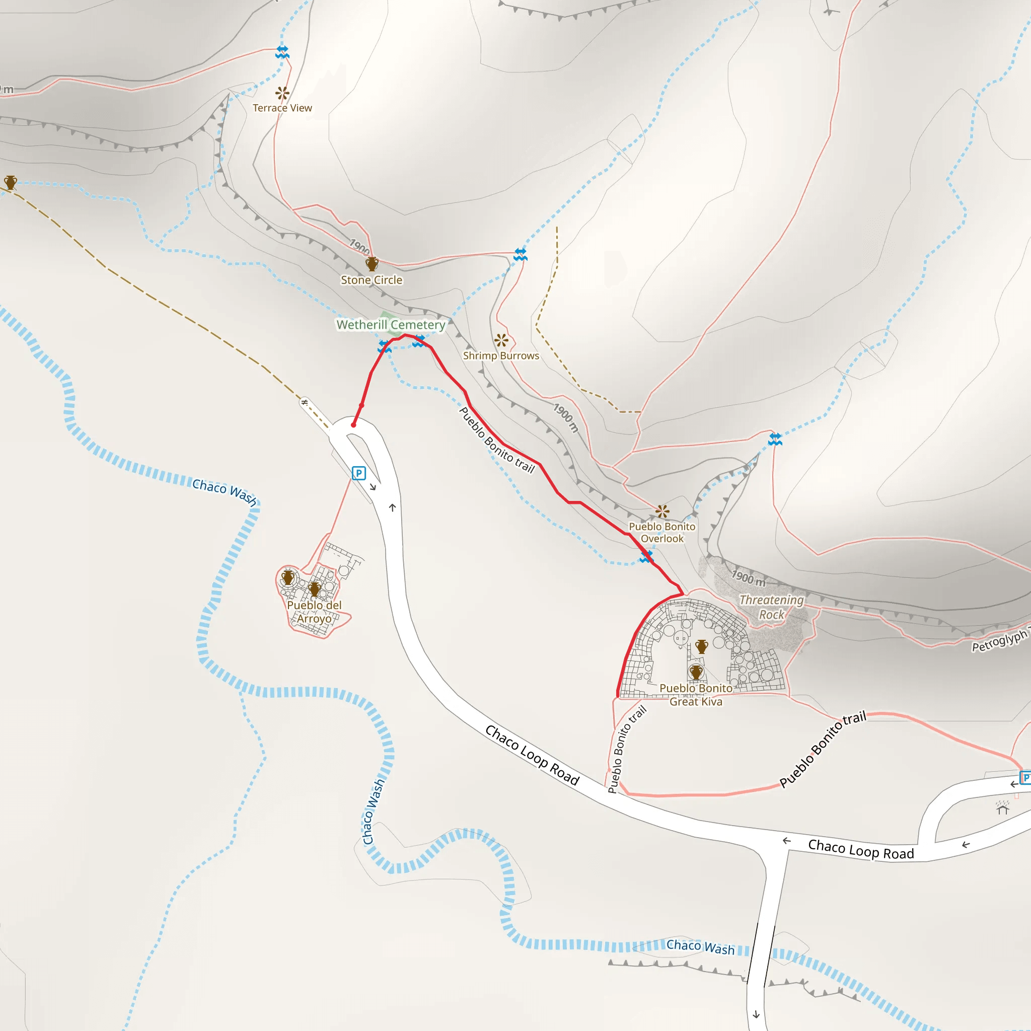Pueblo Bonito Trail mobile static map