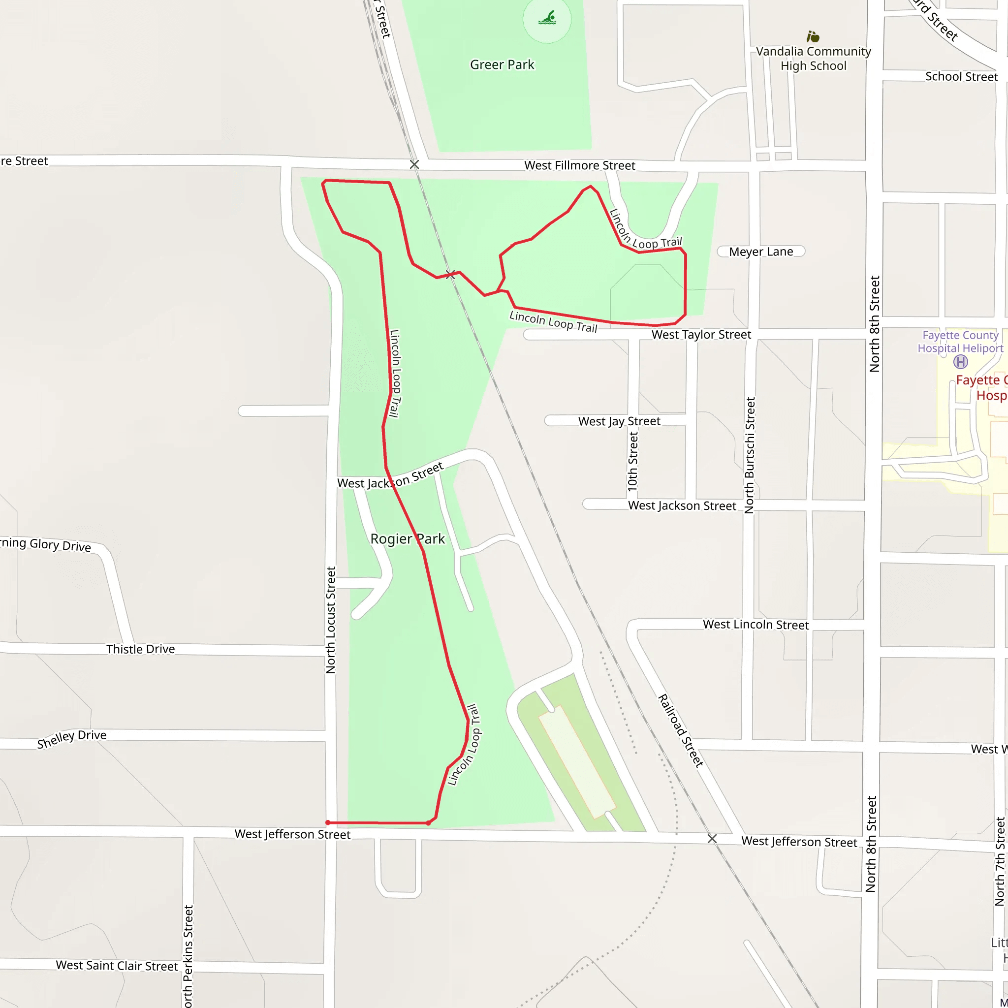 Lincoln Loop Trail mobile static map