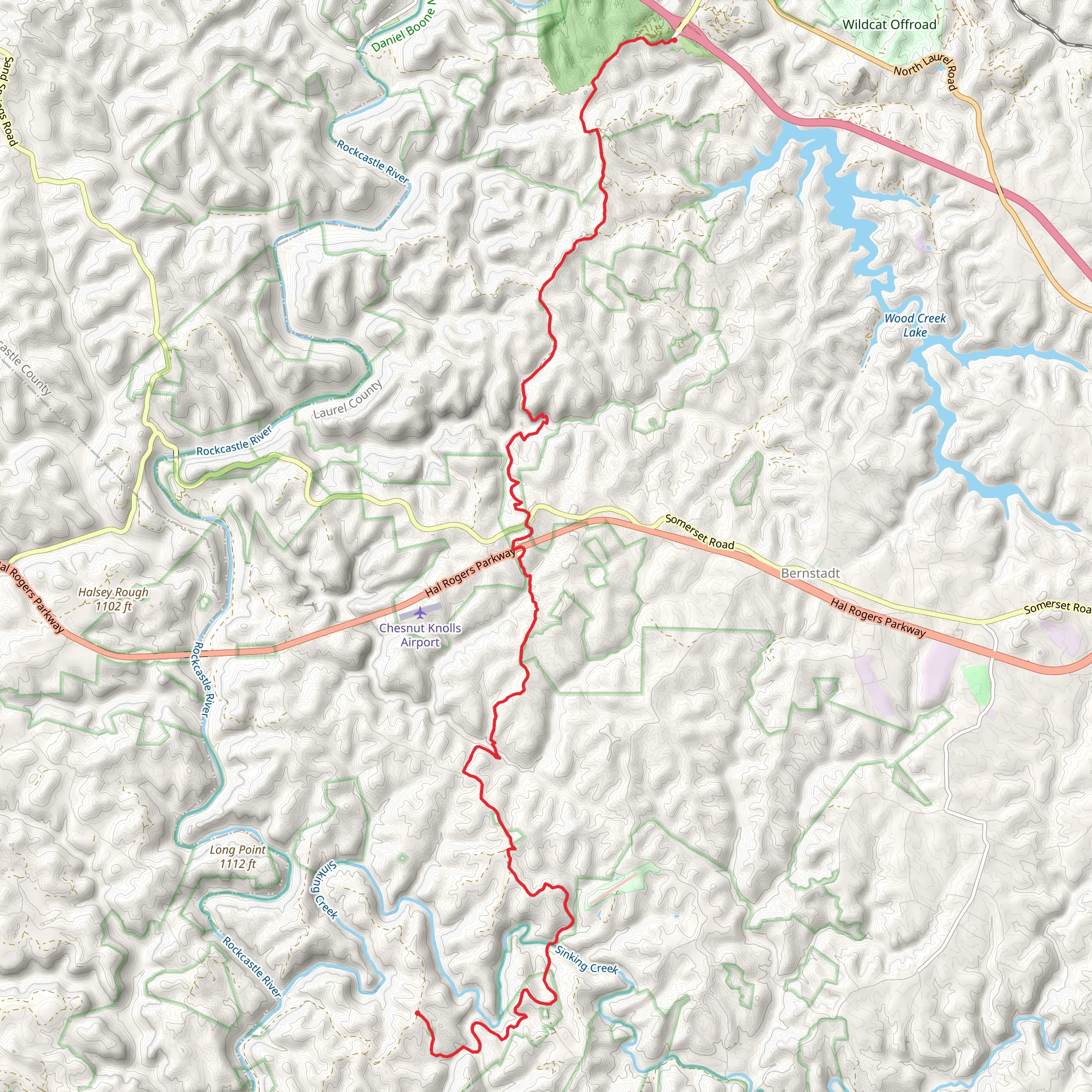 Sheltowee Trace - Hawk Creek Section mobile static map