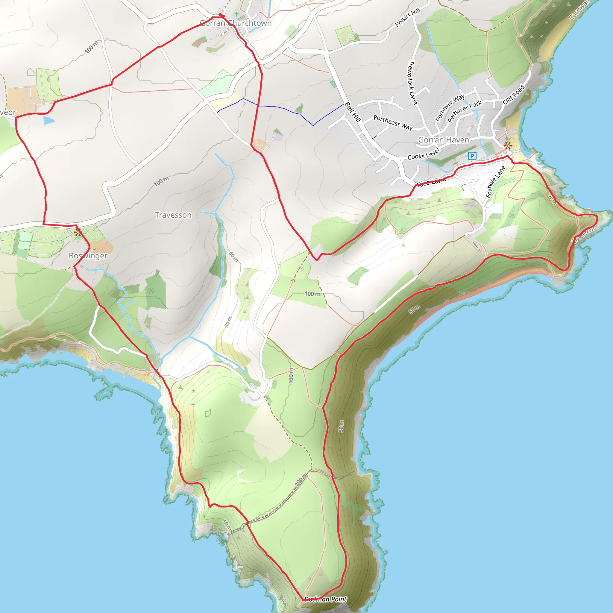 Stone Cross and Cadythew Rock Loop mobile static map