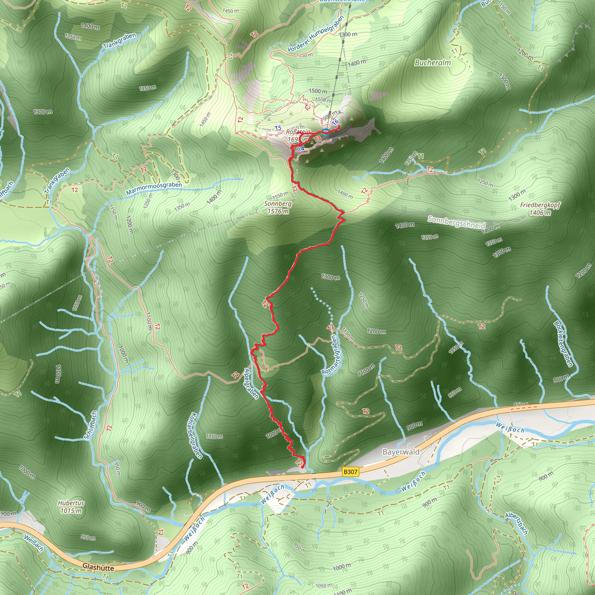 Roßstein and Buchstein Peak Walk mobile static map