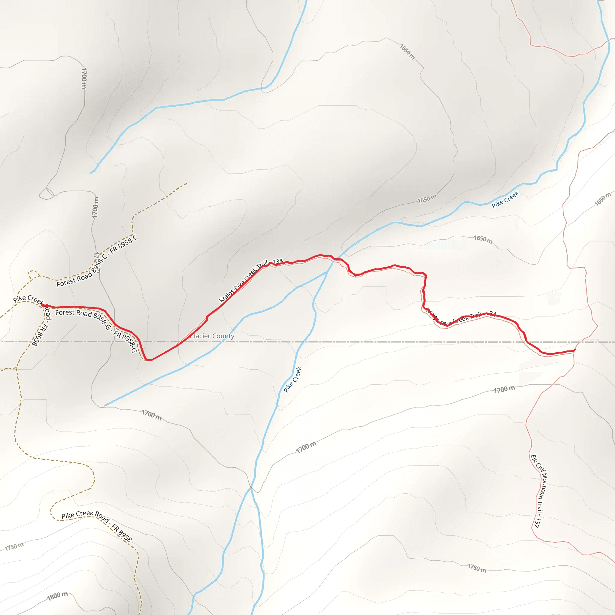 Kraigs Trail - Pike Creek Trail mobile static map