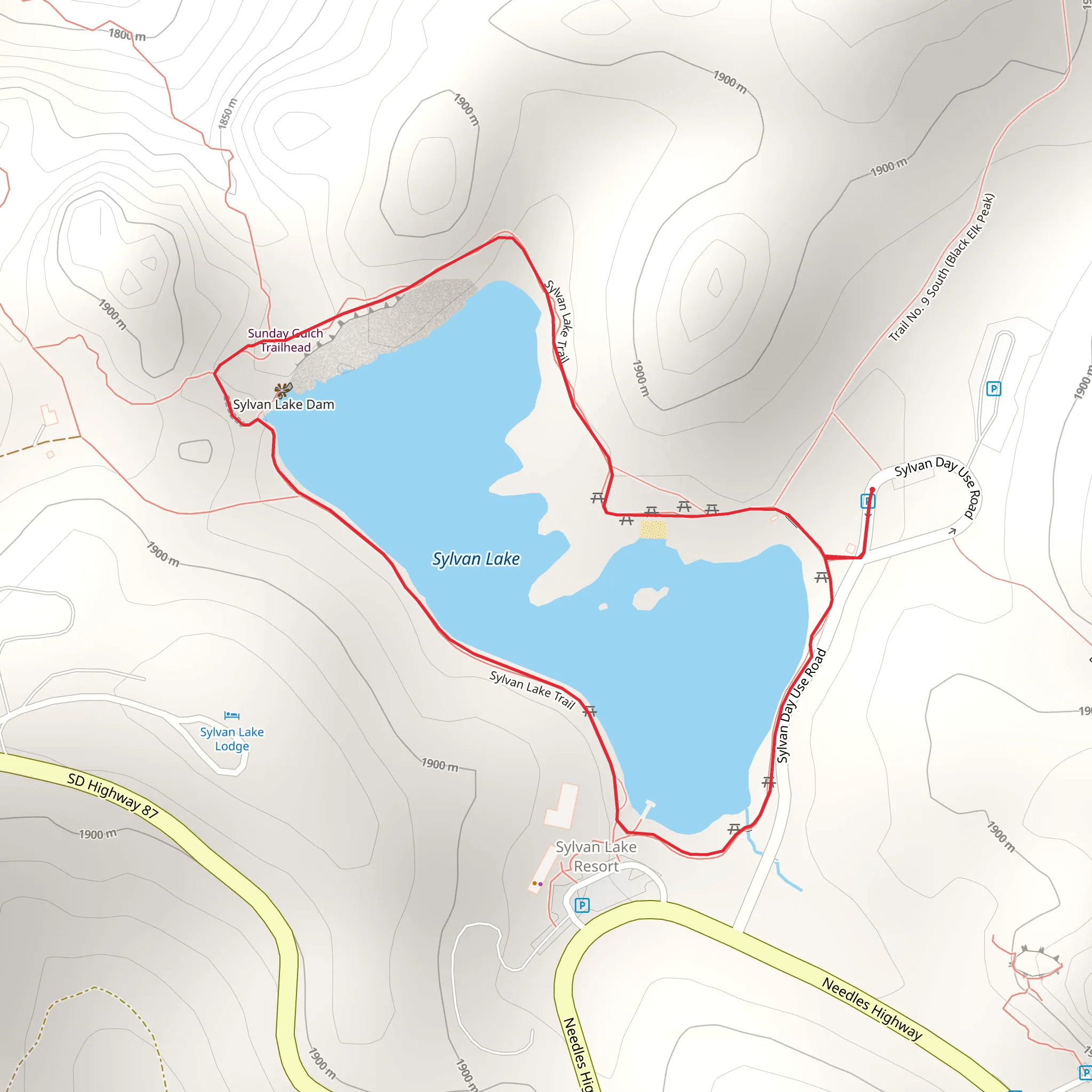 Sylvan Lake Loop Trail mobile static map