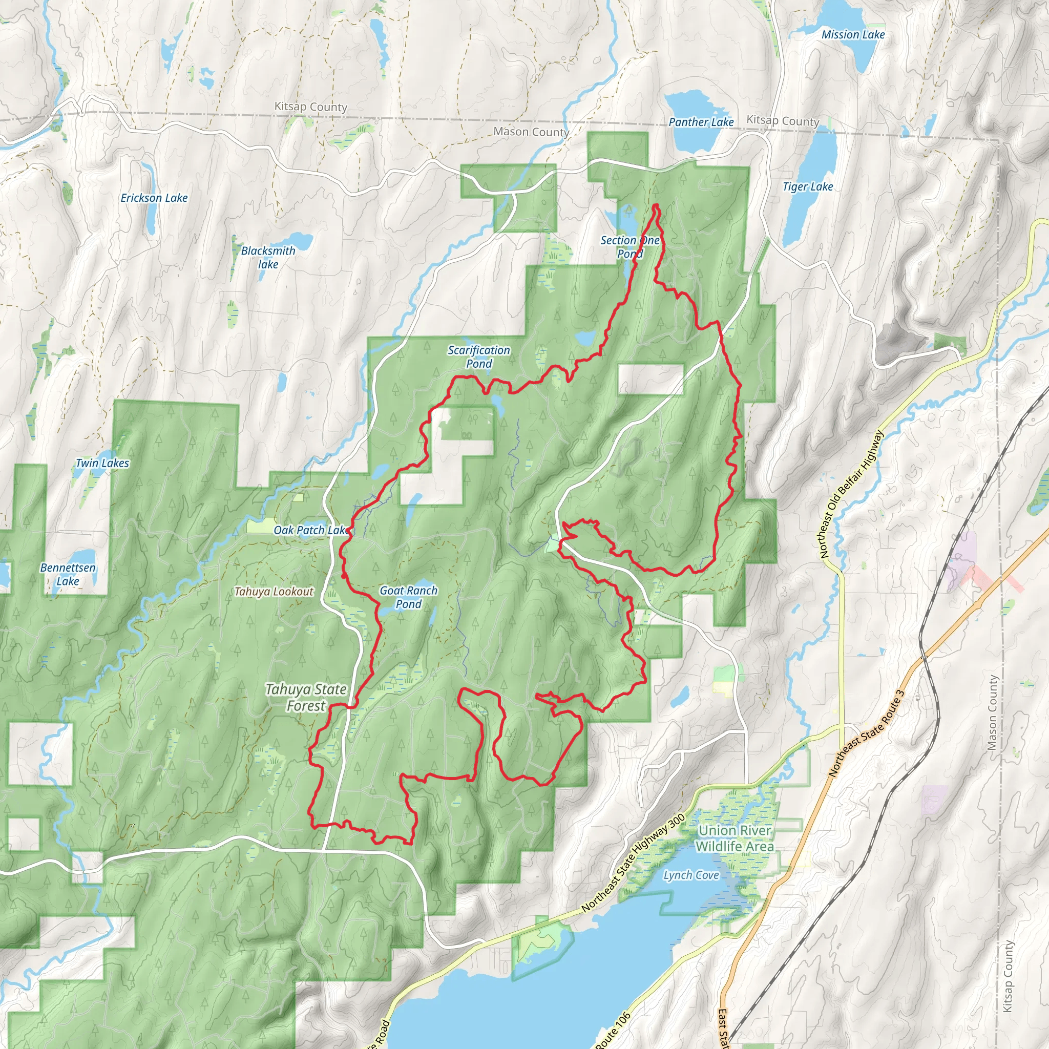 Overland Trail, Mission Creek Trail and Tahuya River Trail mobile static map