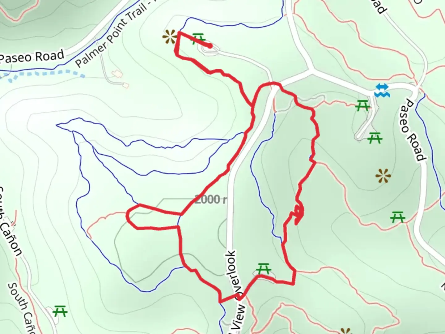 An image depicting the trail Mayor John Robinson Grand View Overlook Loop and its surrounding area.