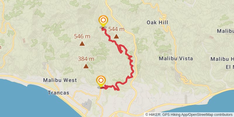 Zuma Canyon Loop Trail stage 2 Map