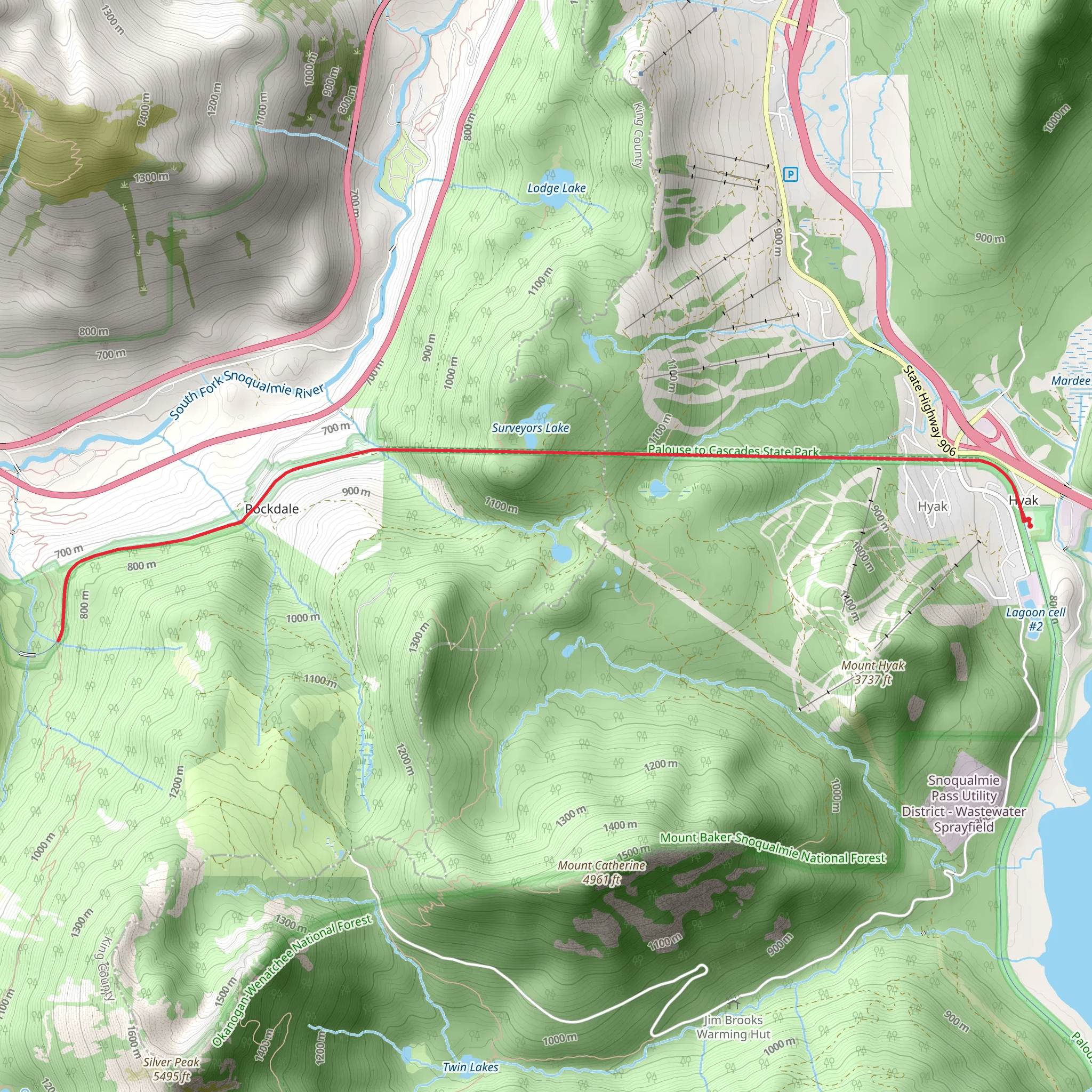 Palouse to Cascades State Park Trail Out and Back mobile static map