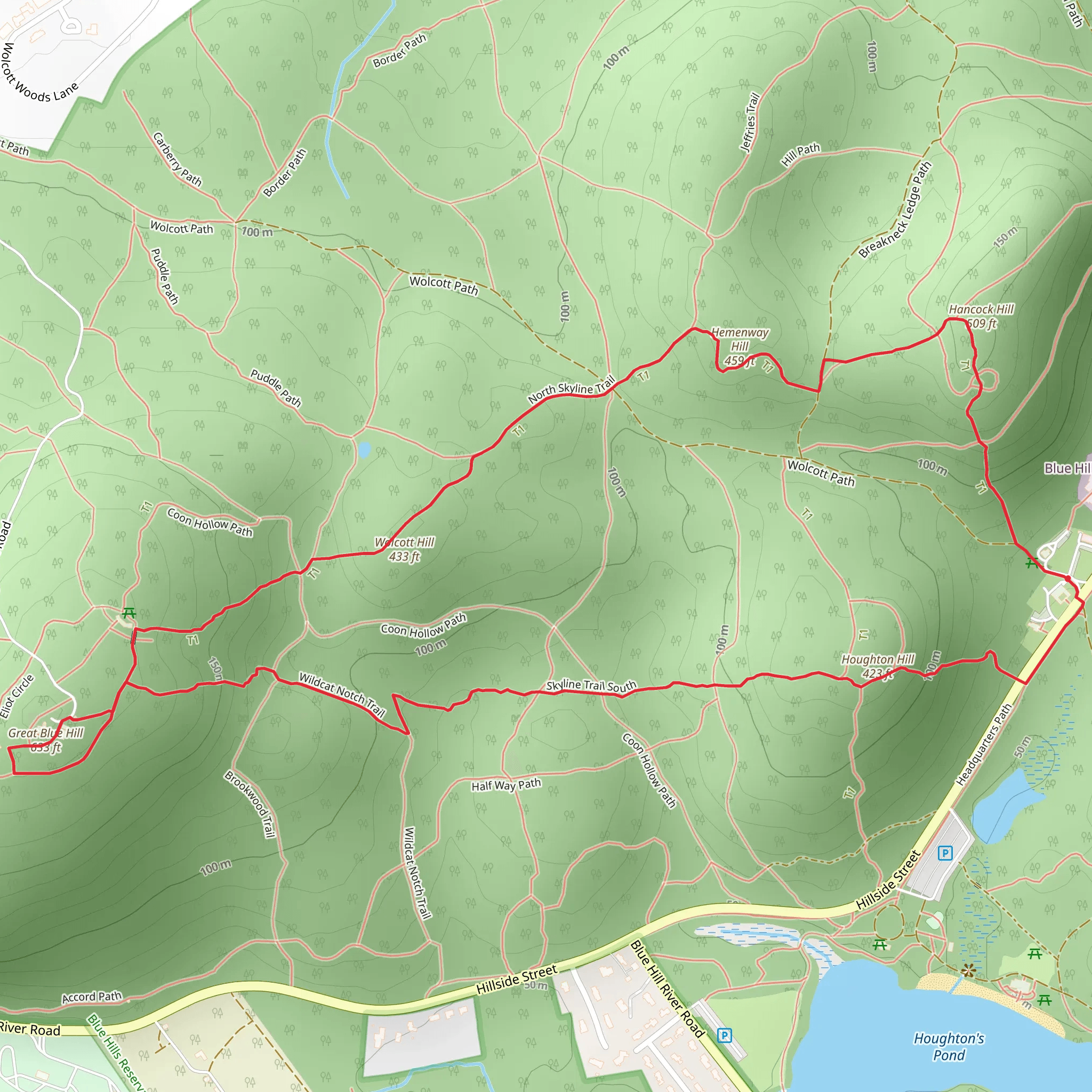 Hancock - Hemenway - Wolcott - Great Blue - Houghton Hill Loop mobile static map