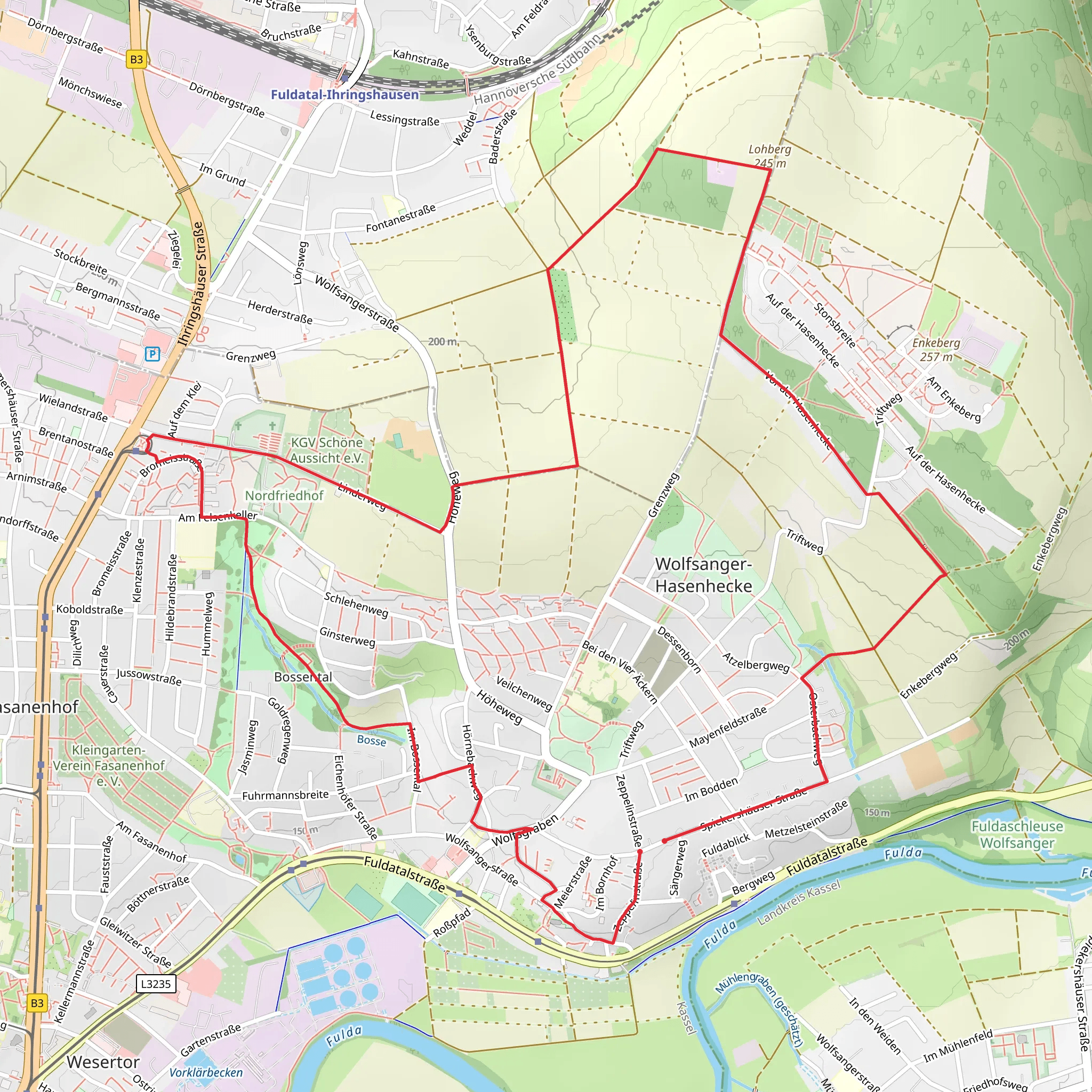Wildbahn and Stadtwanderweg KS Nord mobile static map