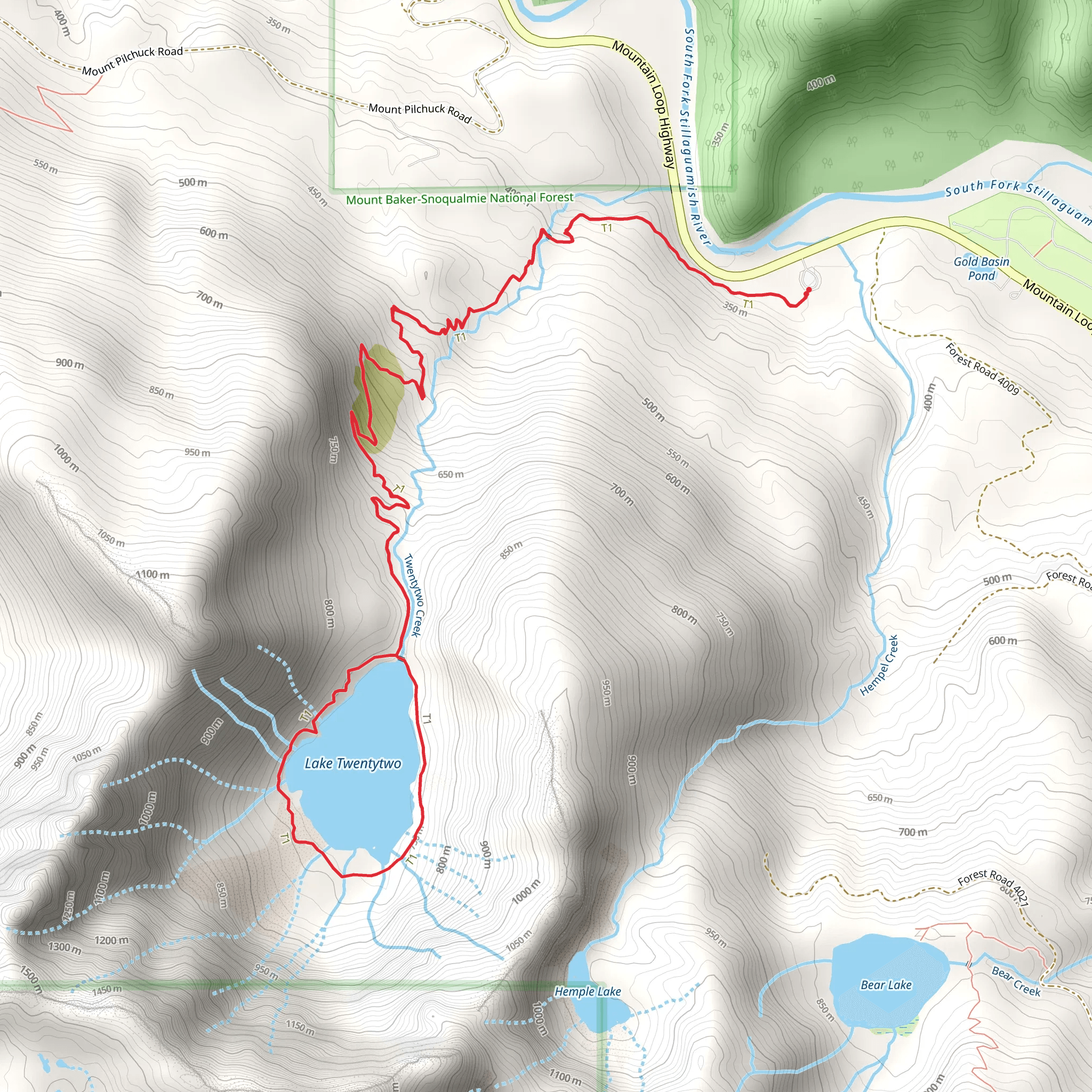 Lake Twentytwo Loop Trail mobile static map