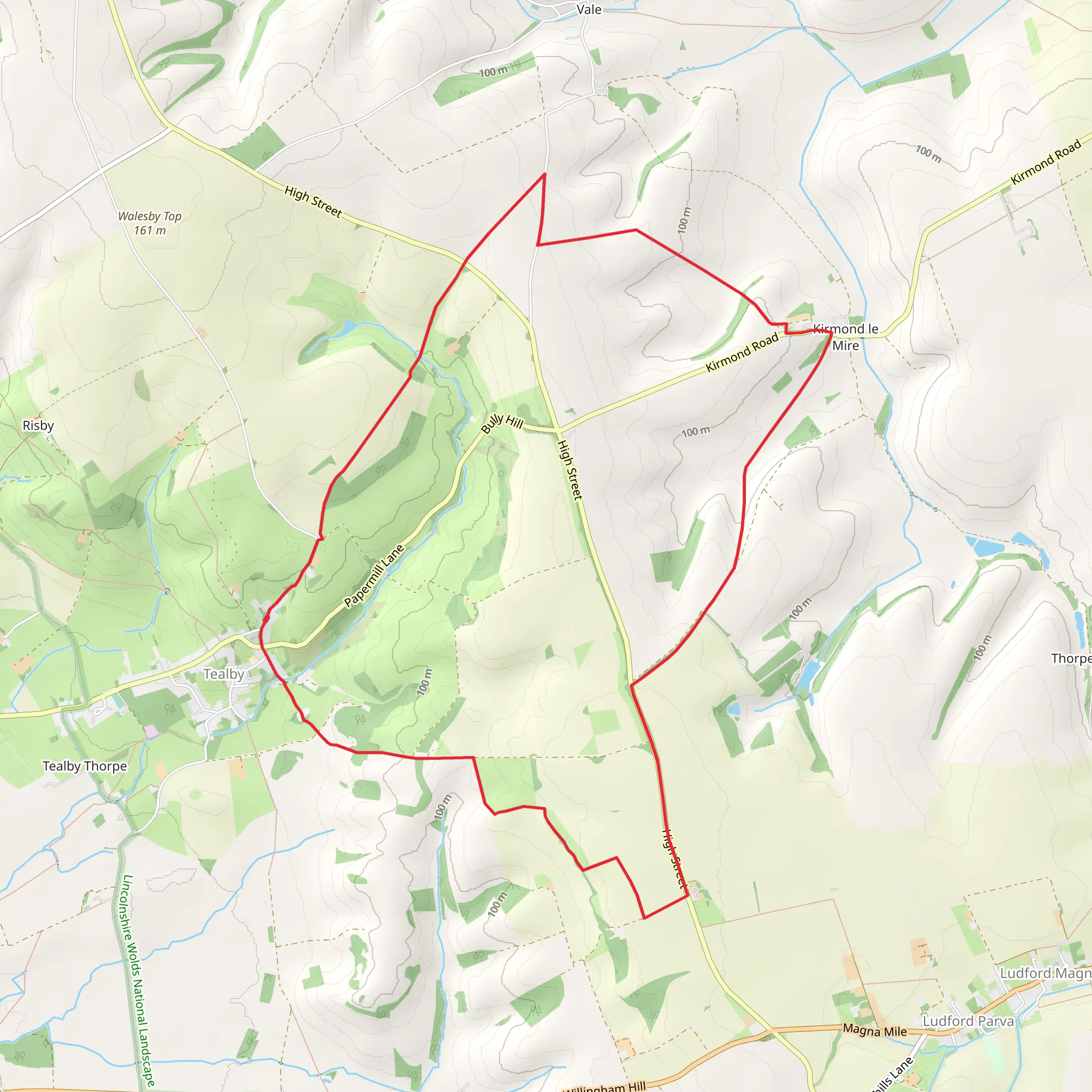Tealby and Kirmond Le Mire Loop mobile static map