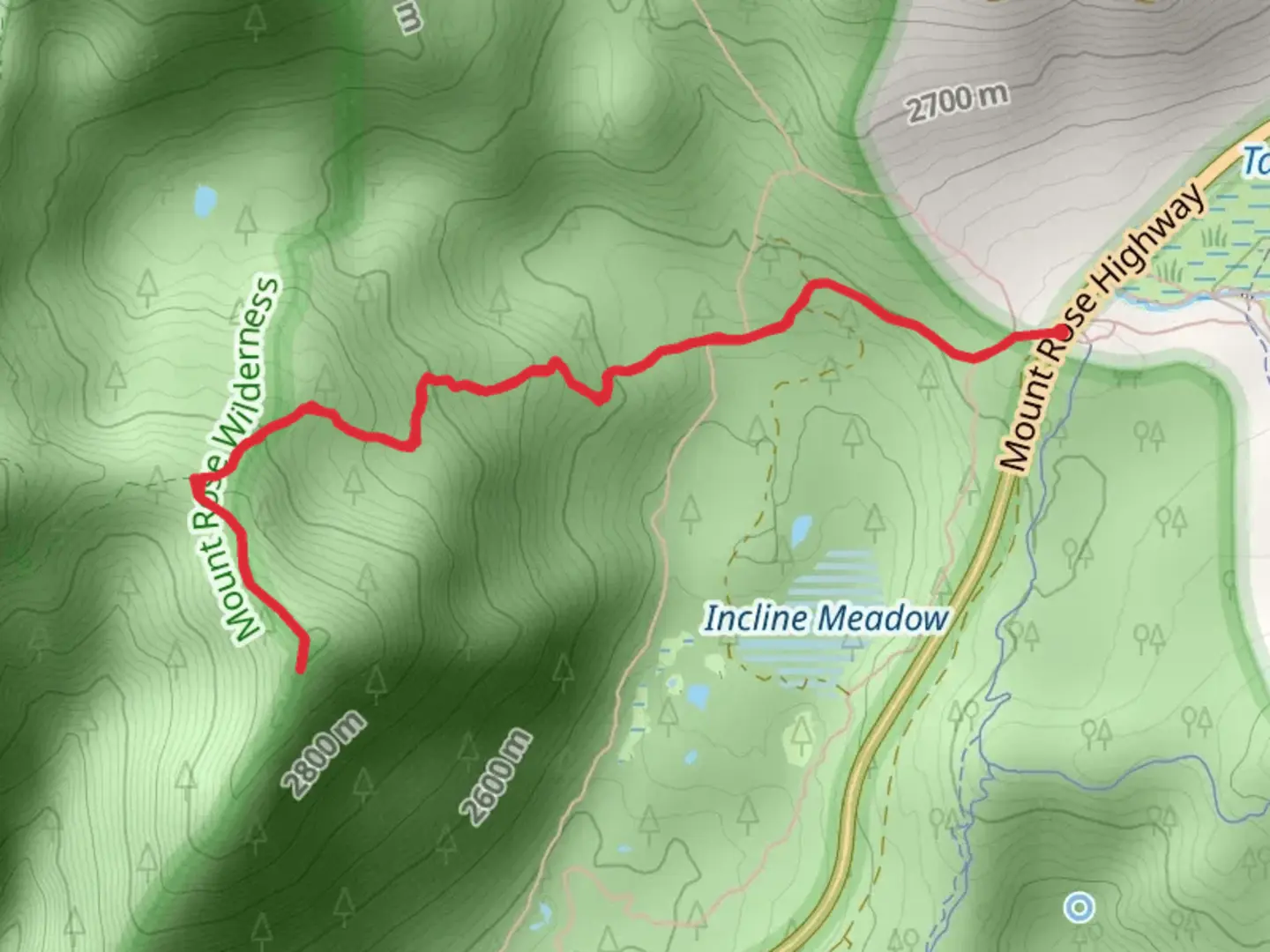An image depicting the trail Incline Lake Road and Gray Lake Trail and its surrounding area.