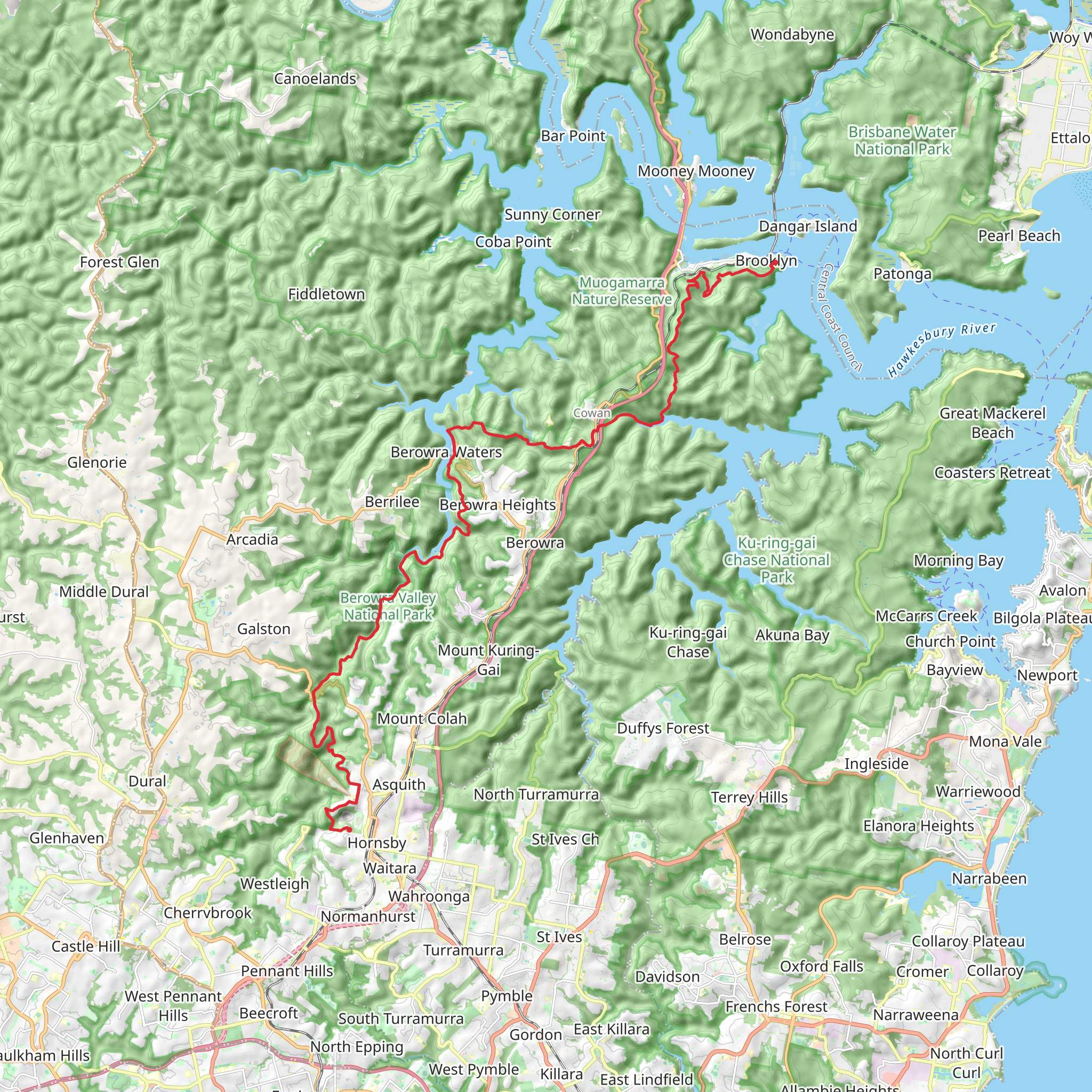 The Great North Walk 2 Day - Hornsby to Brooklyn mobile static map