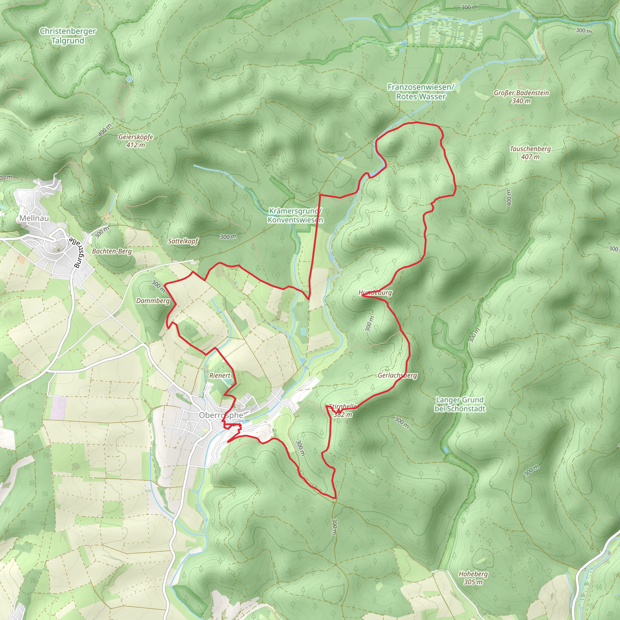 Gerlachsberg, Stirnhelle and Malstein Loop via Jakobsweg mobile static map