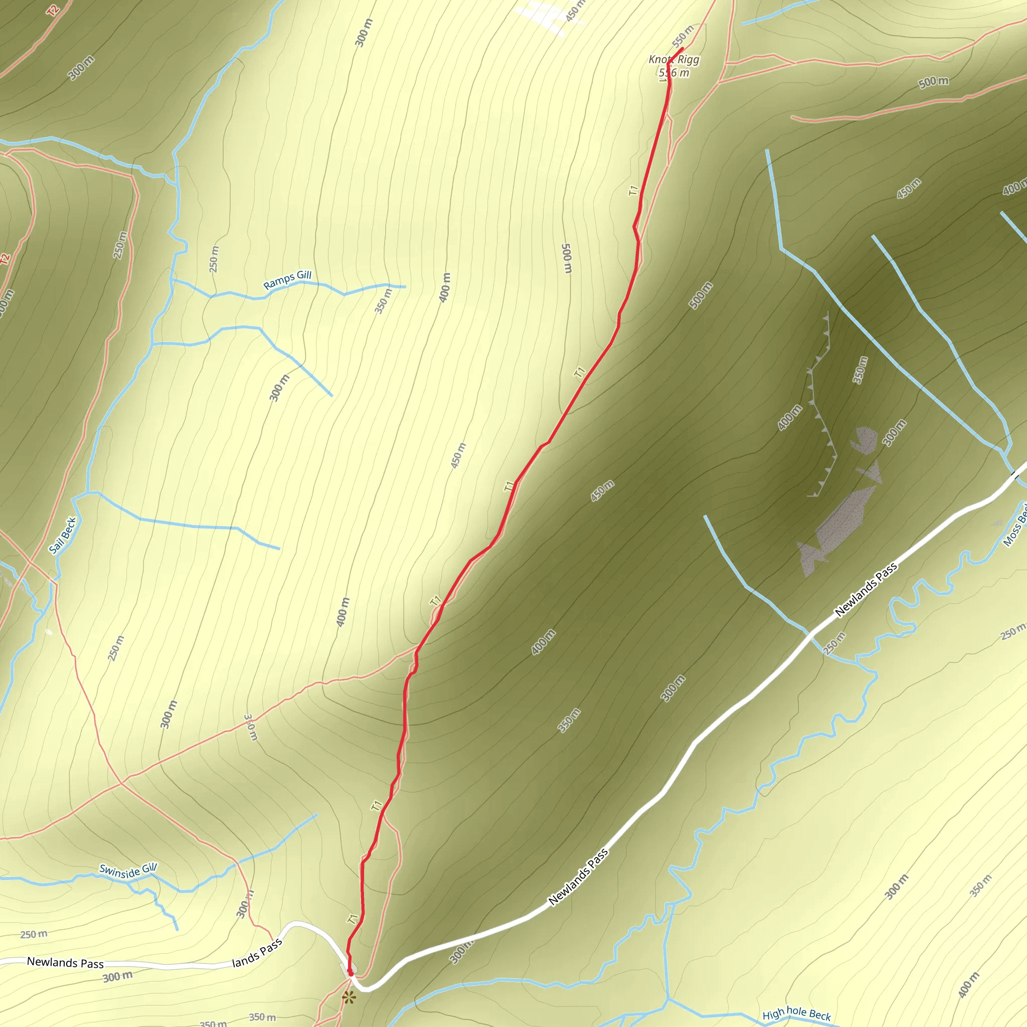 Knott Rigg Walk via Newlands Pass mobile static map
