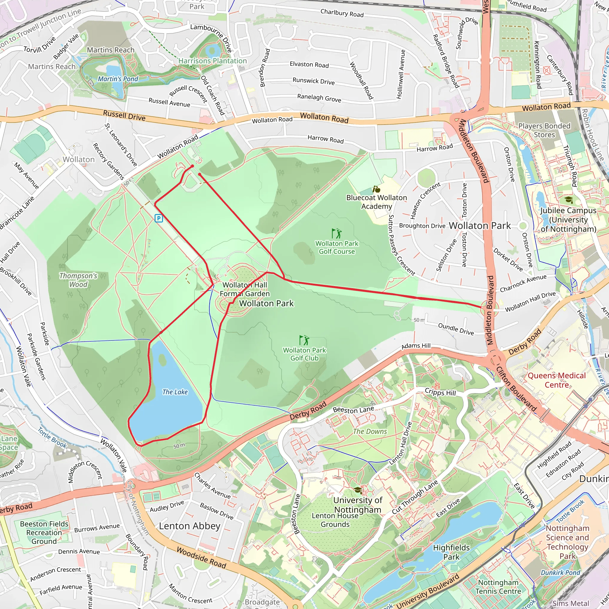 Wollaton Park Loop mobile static map