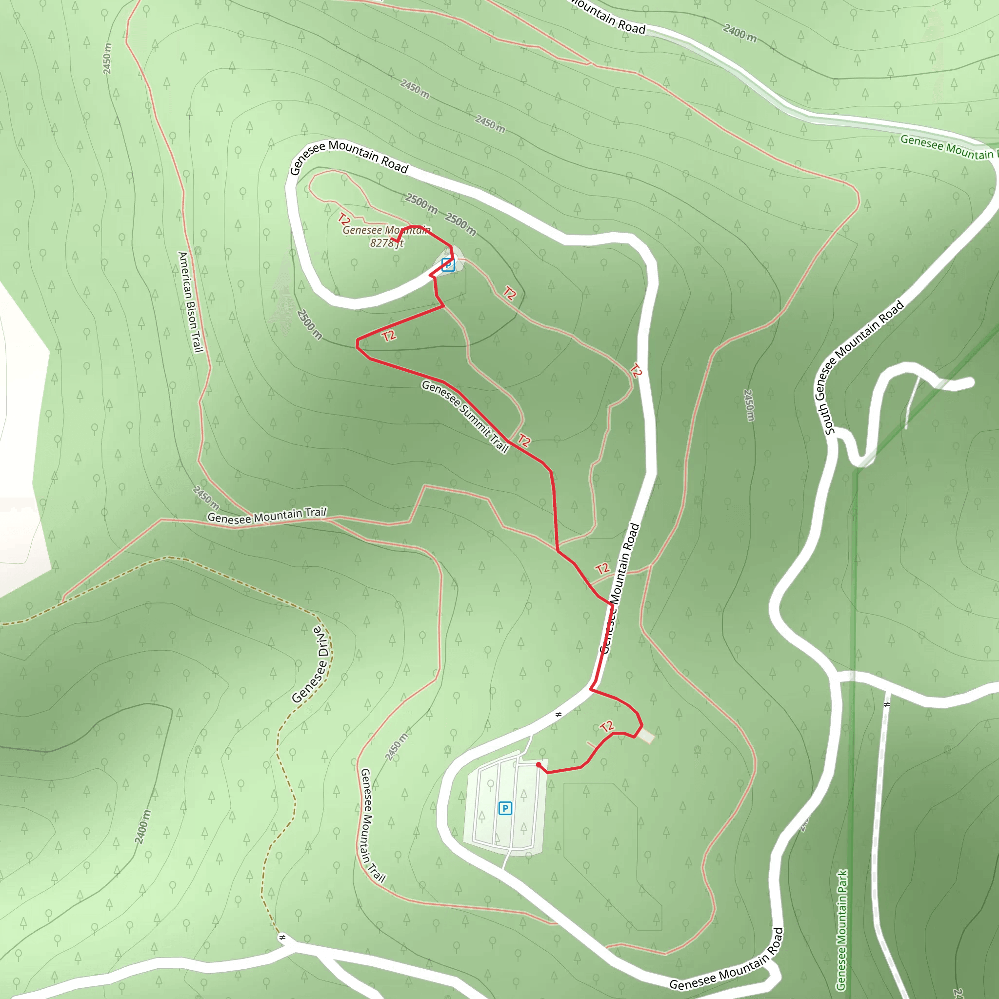 Genesee Mountain Trail mobile static map