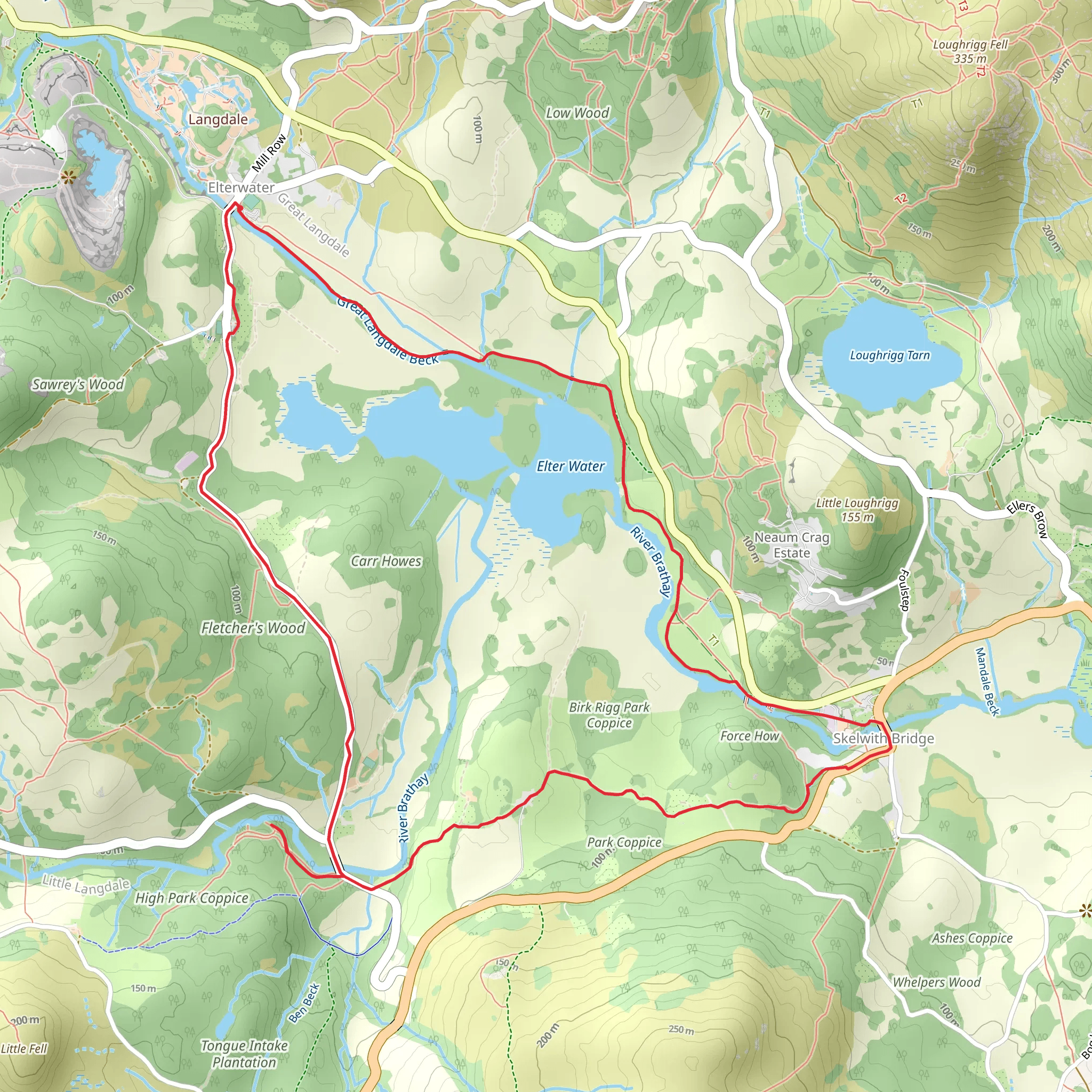 Elterwater to Skelwith Bridge Loop mobile static map