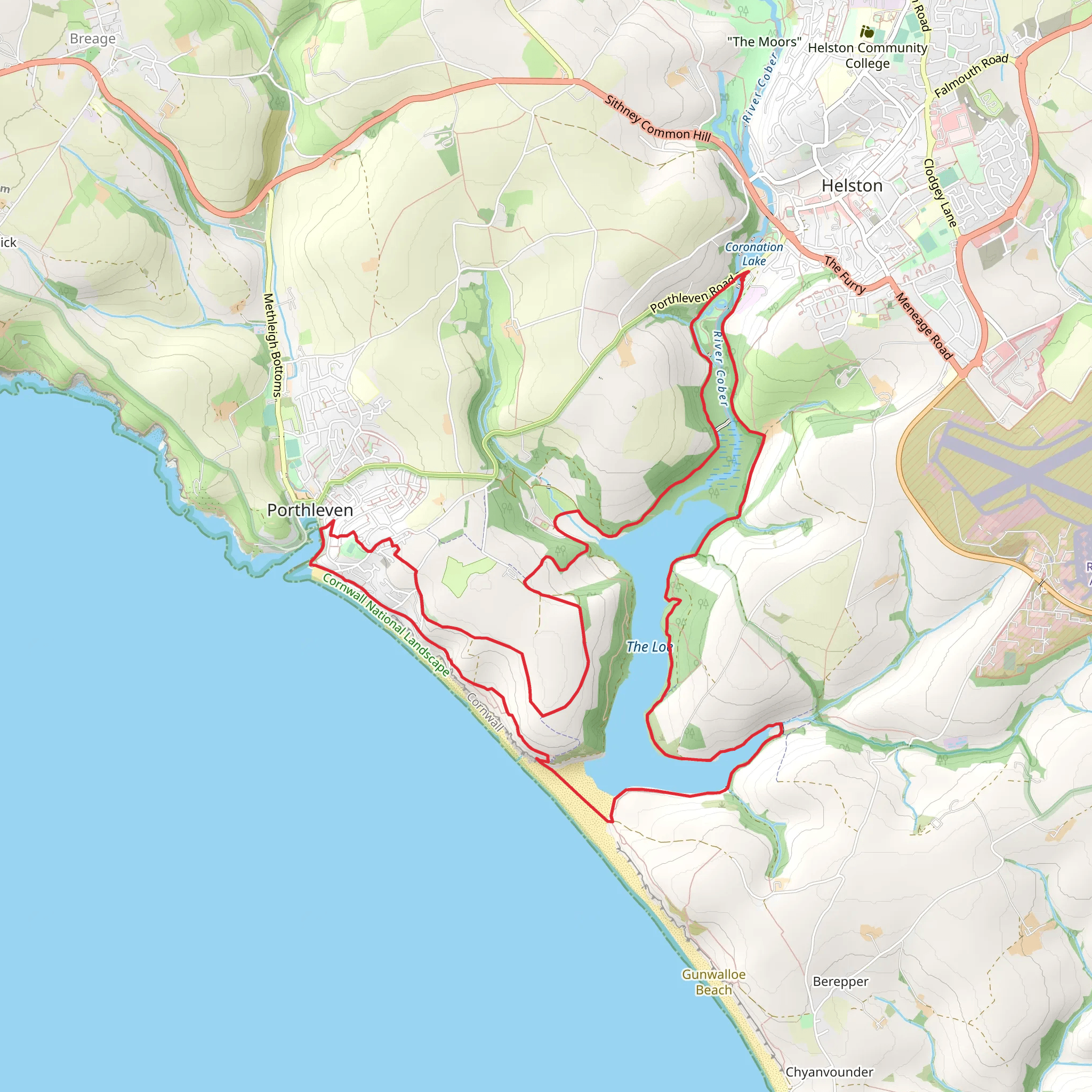 The Loe and Porthleven Loop mobile static map