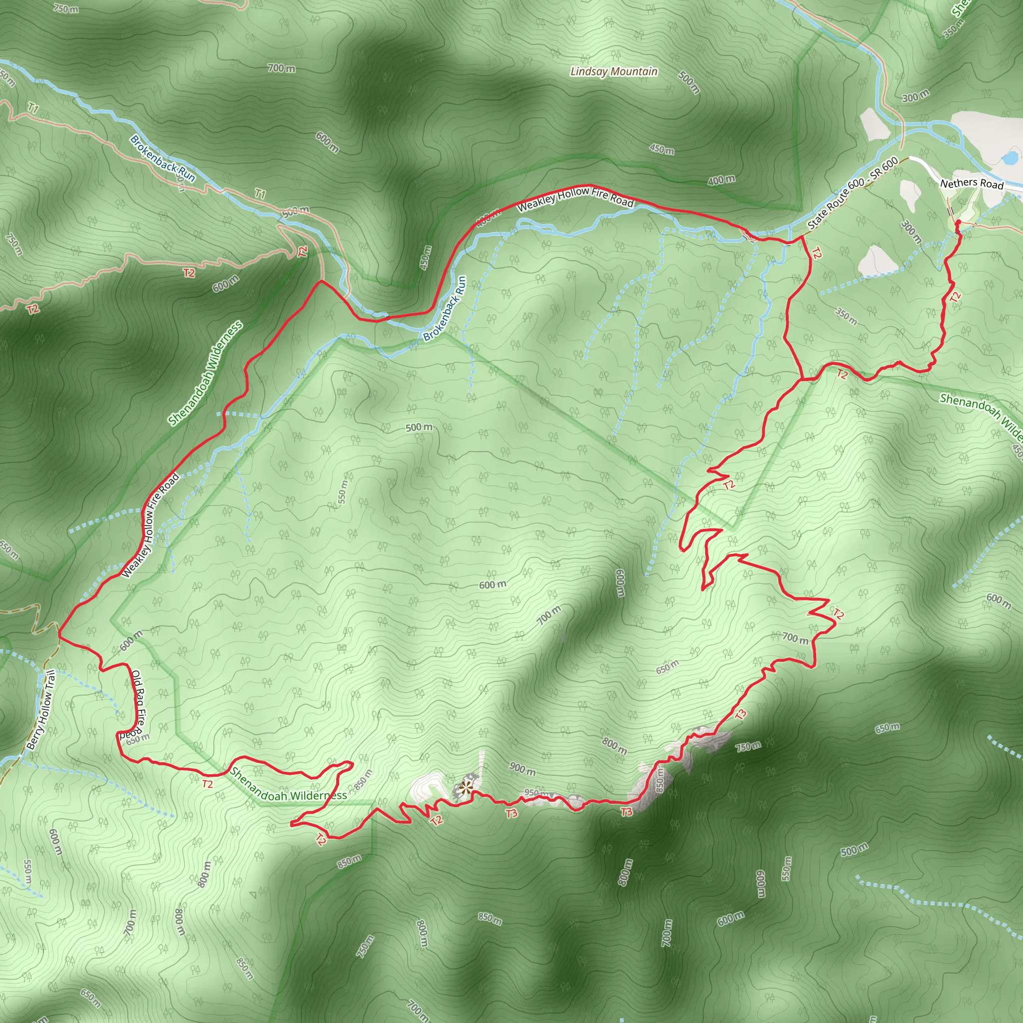 Old Rag Mountain and Ridge Trail mobile static map