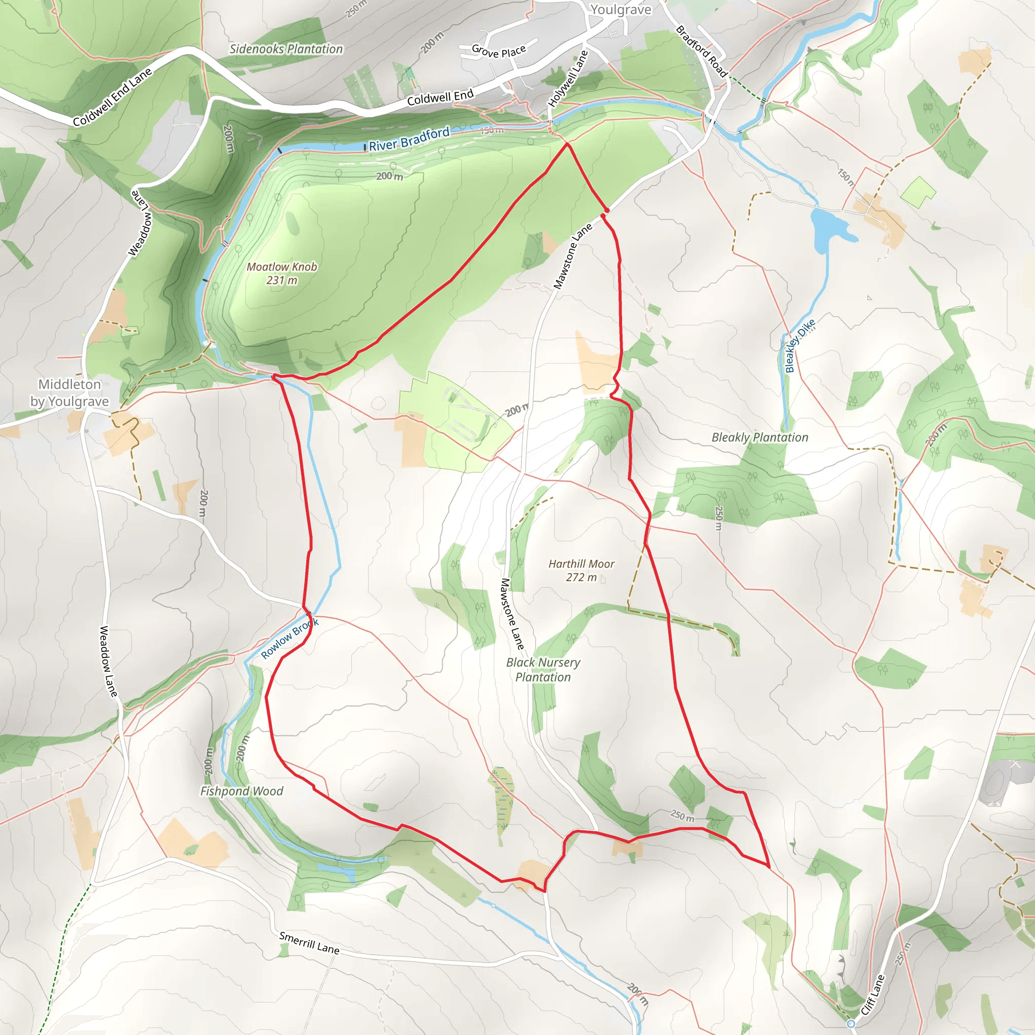 Youlgreave and Black Nursery Plantation mobile static map