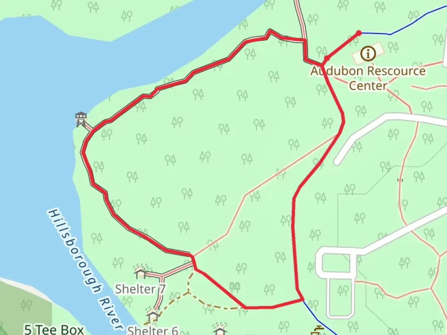 An image depicting the trail Hillsborough River Loop and its surrounding area.