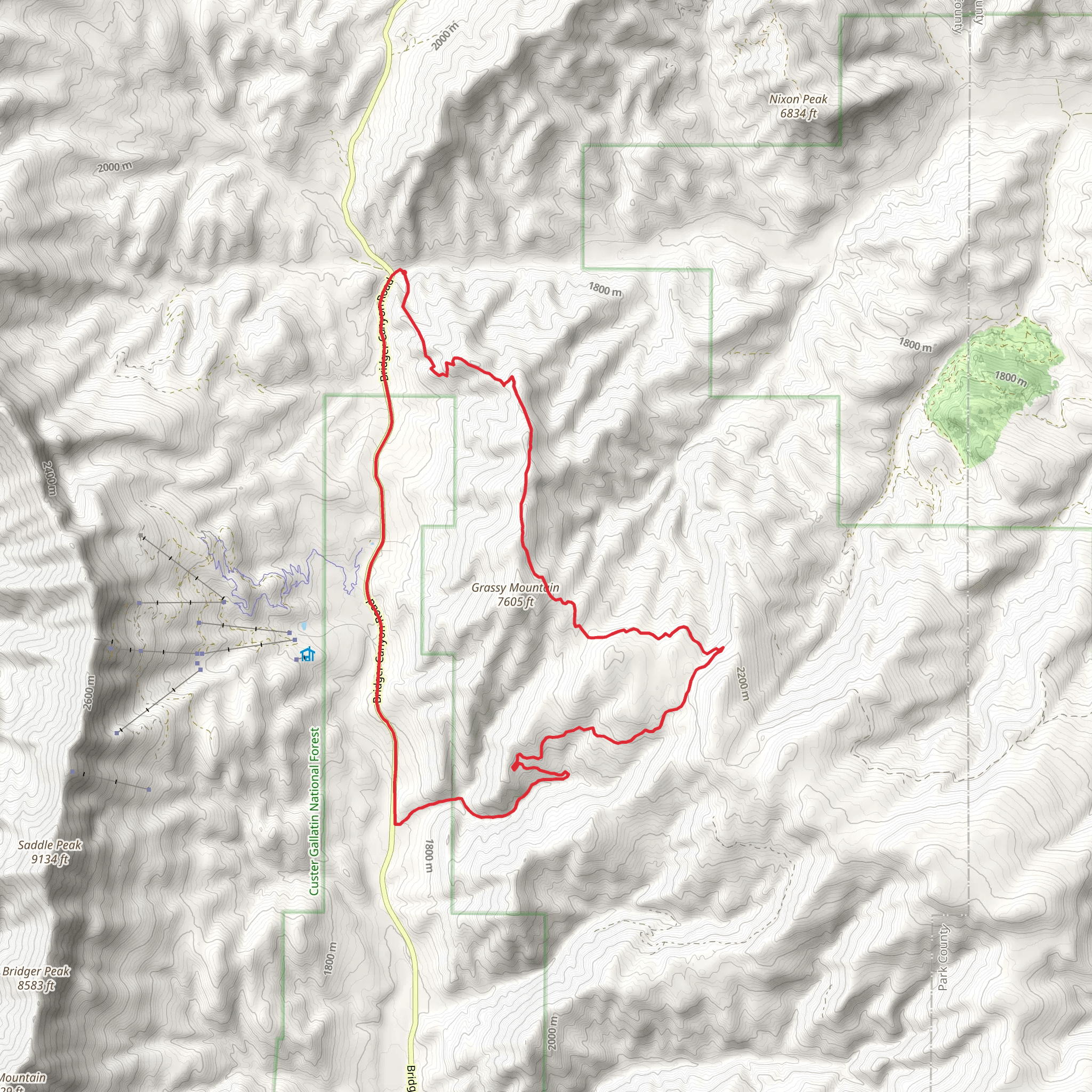 Olson Creek Road and Bangtail Divide Loop Trail mobile static map
