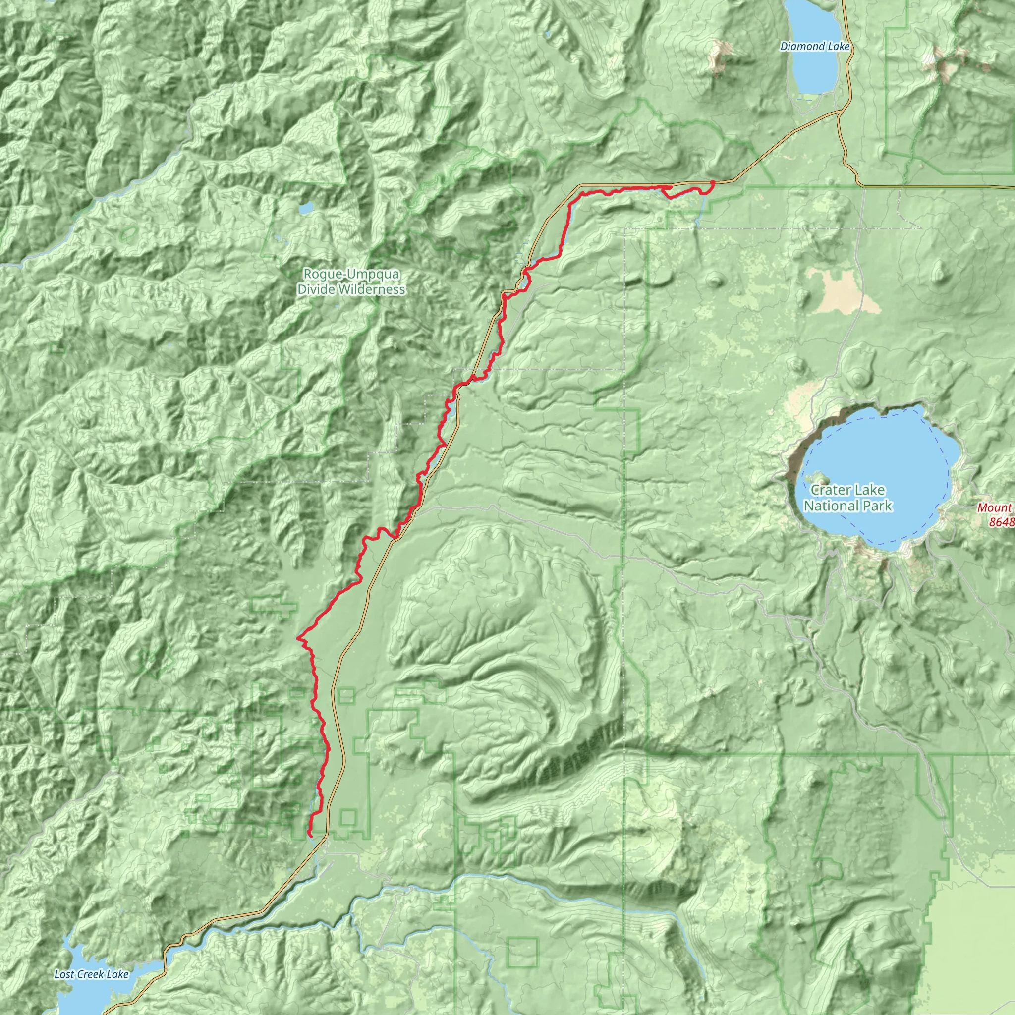 Upper Rogue River Trail mobile static map