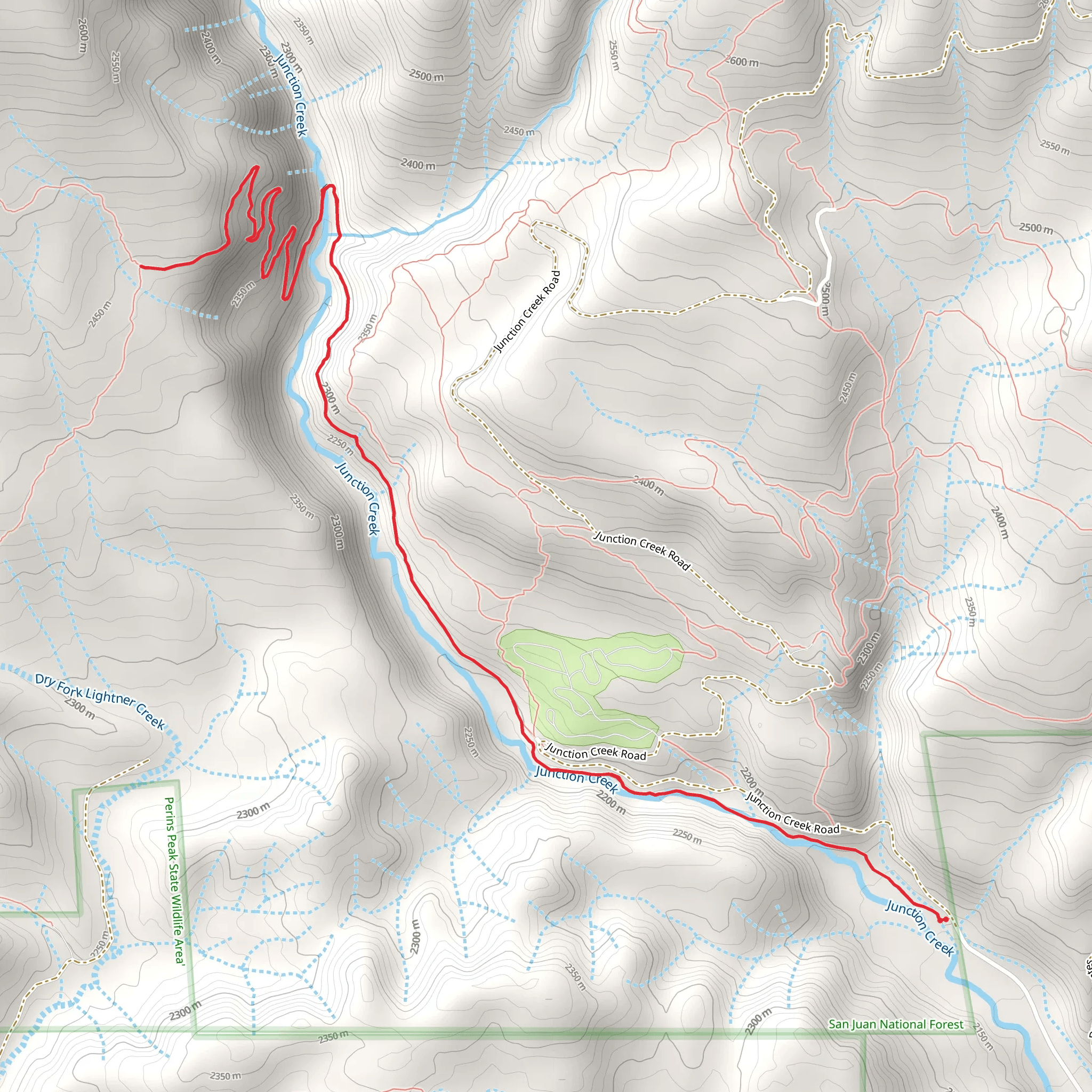 Junction Creek Trail and Colorado Trail mobile static map