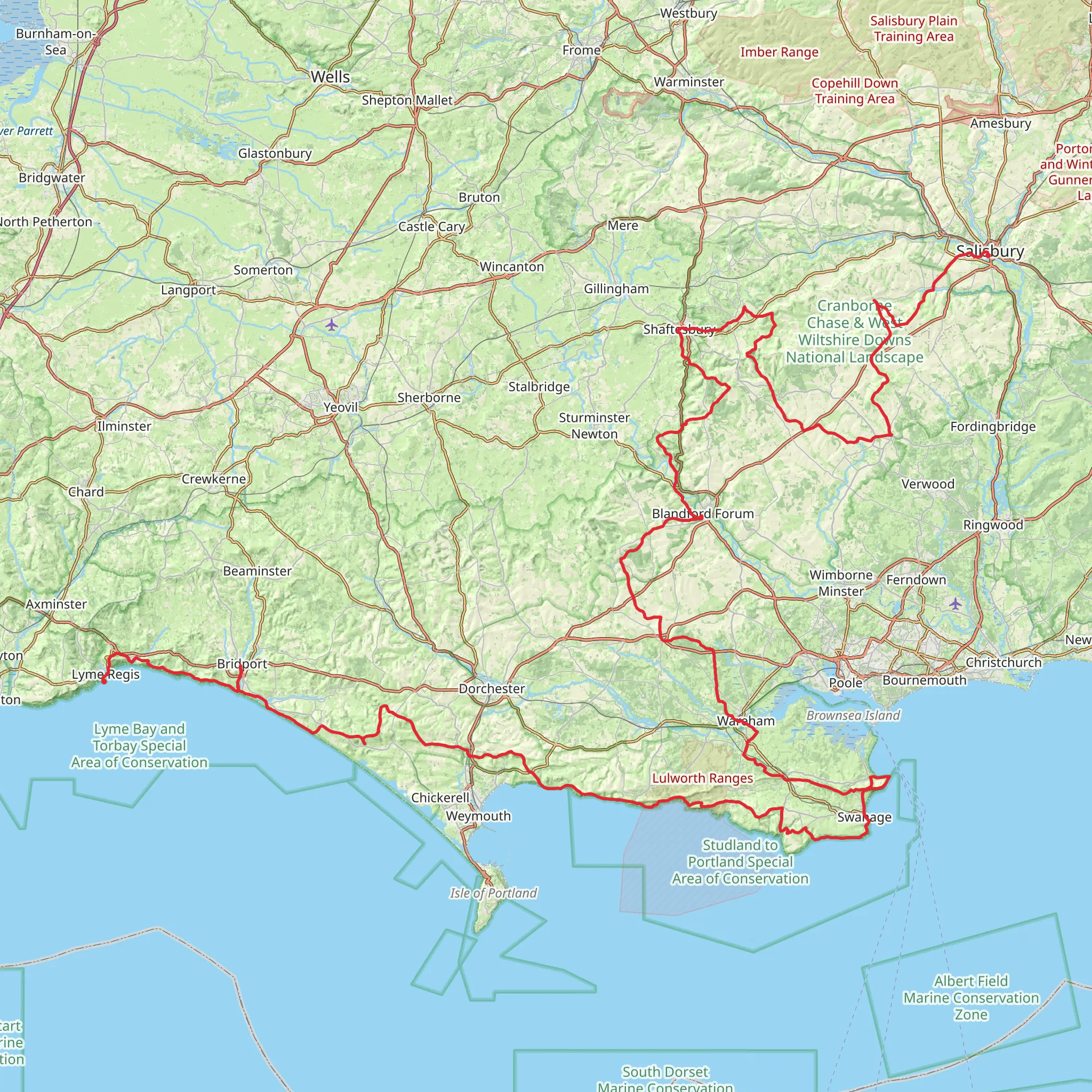 Great Wessex Way mobile static map