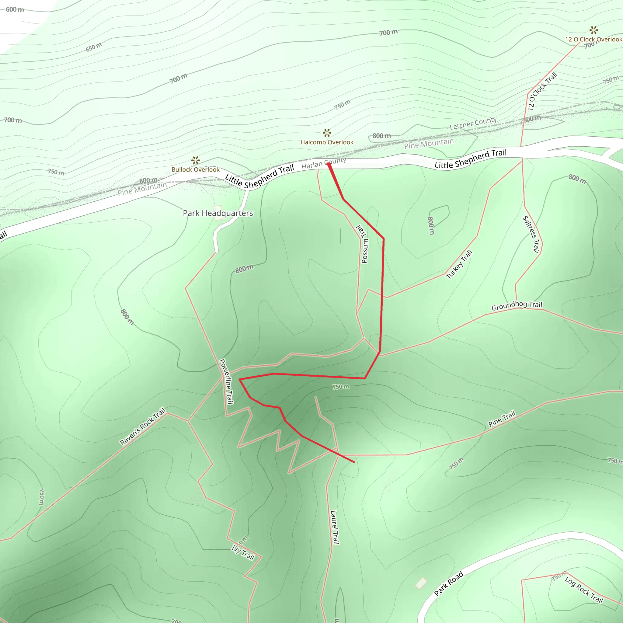 Possum and Powerline Trail mobile static map