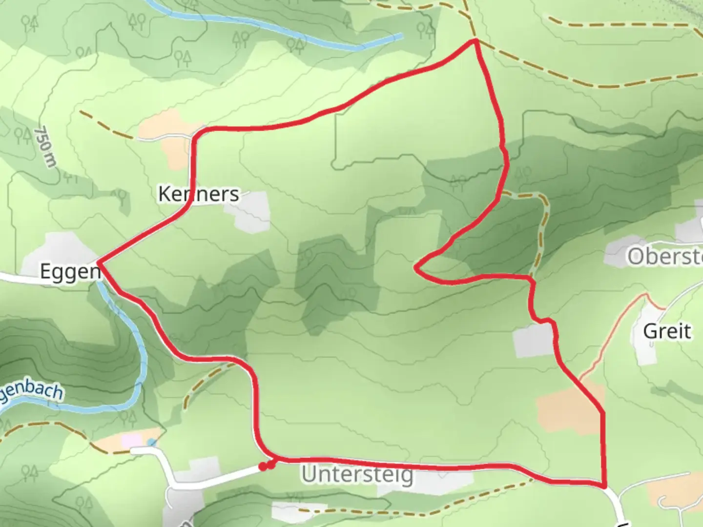 An image depicting the trail Kenners and Obersteig Loop and its surrounding area.