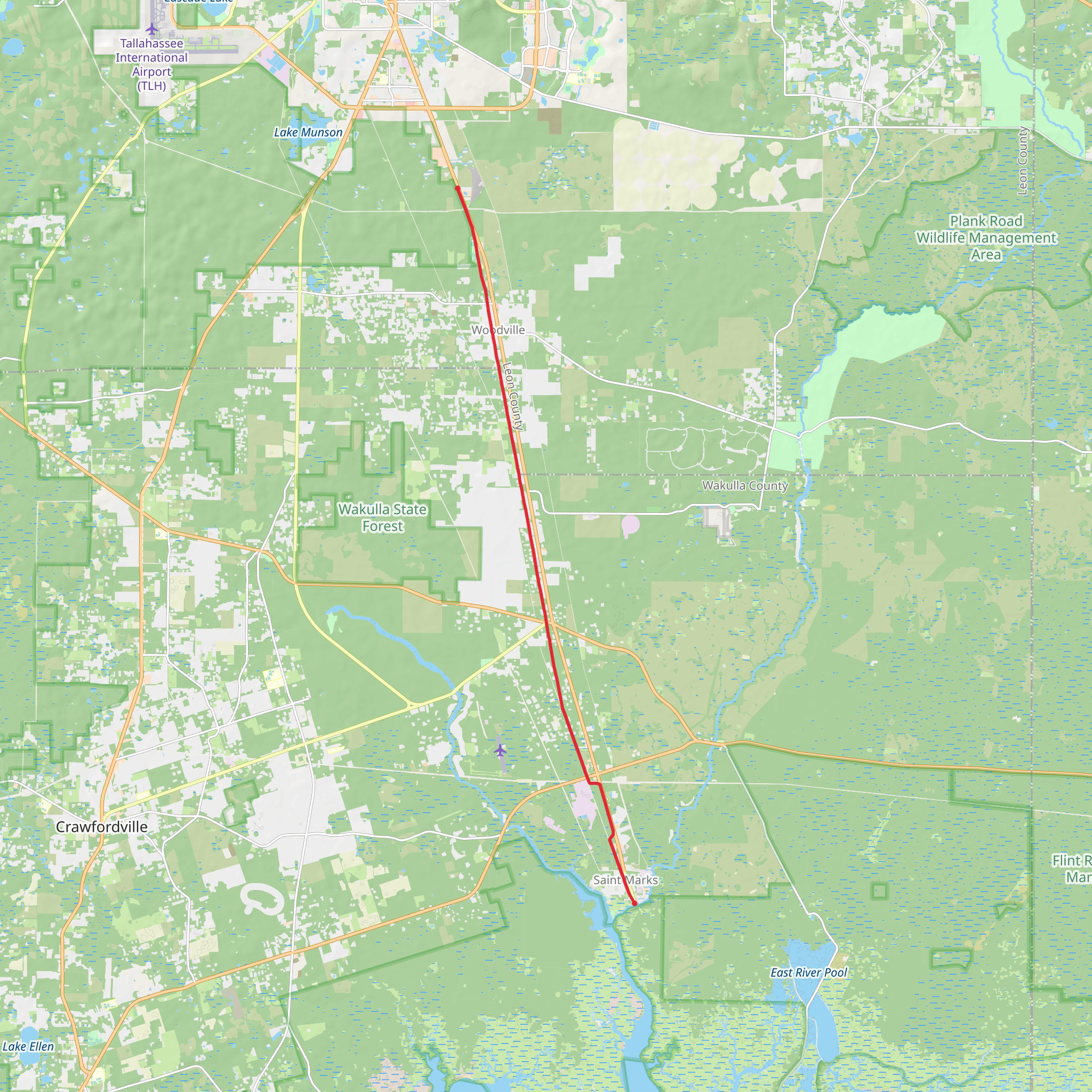 Saint Marks and Woodville mobile static map