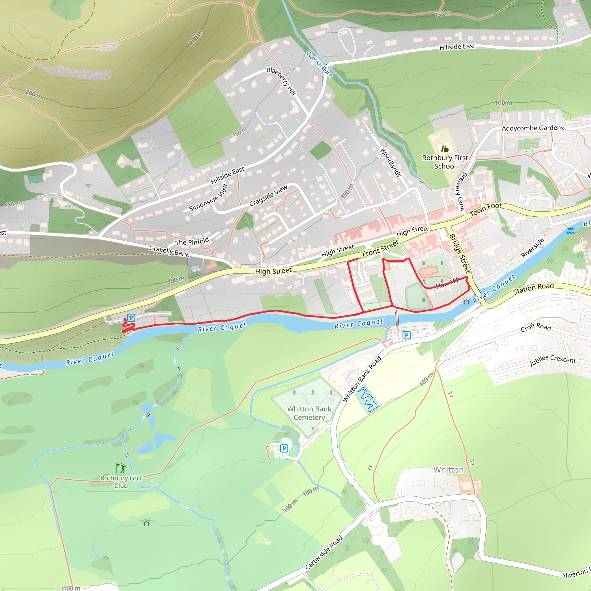 Rothbury Riverside Walk mobile static map