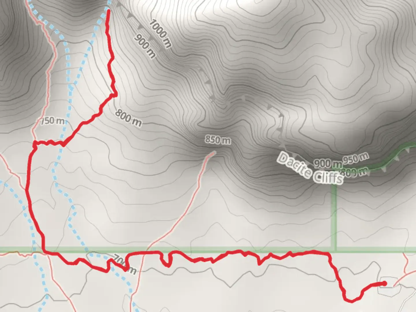 An image depicting the trail Carney Springs Waterfall and The Shaka Cave and its surrounding area.