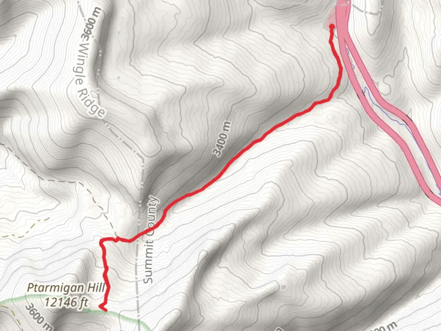 An image depicting the trail Ptarmigan Hill Out and Back and its surrounding area.
