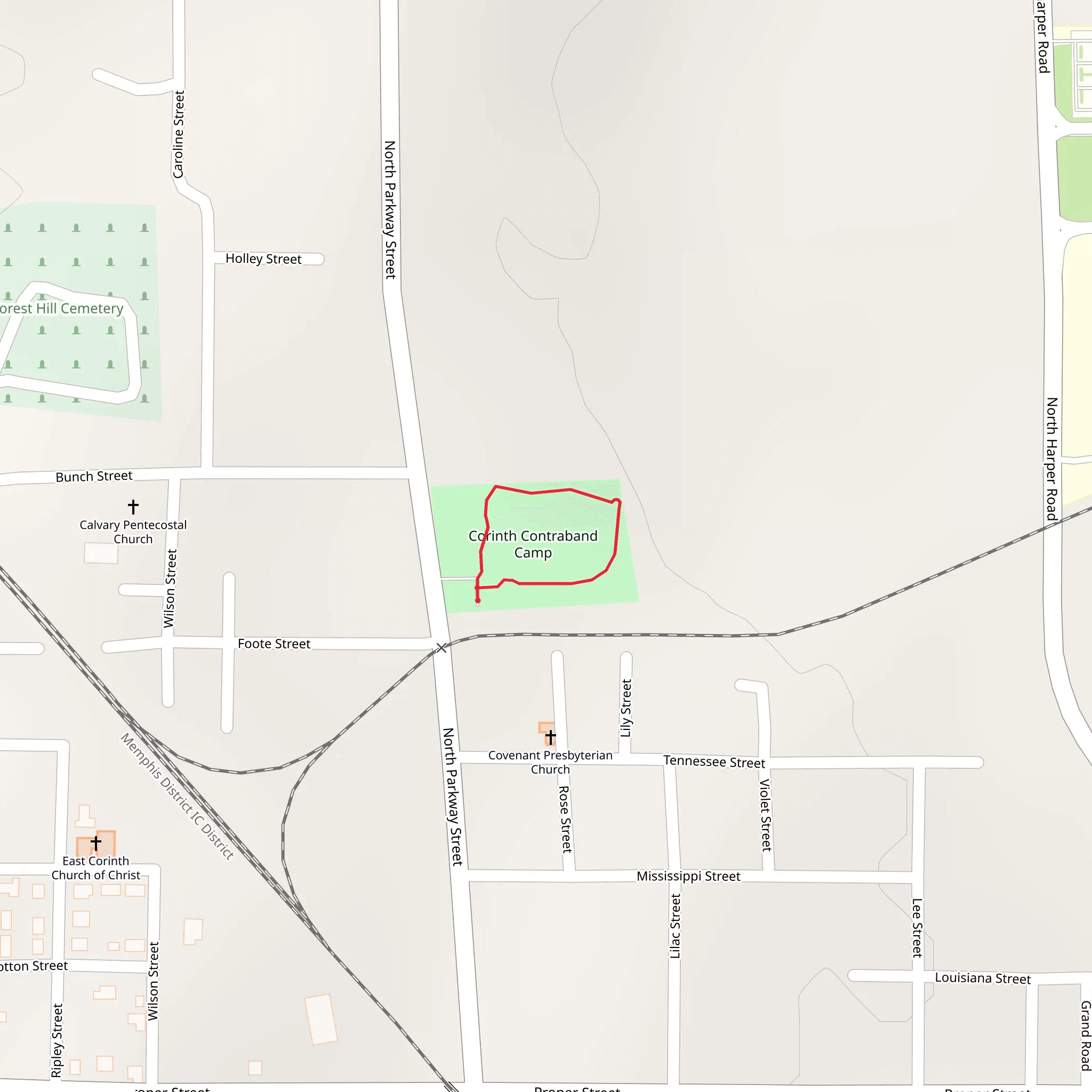 Corinth Contraband Camp Loop mobile static map