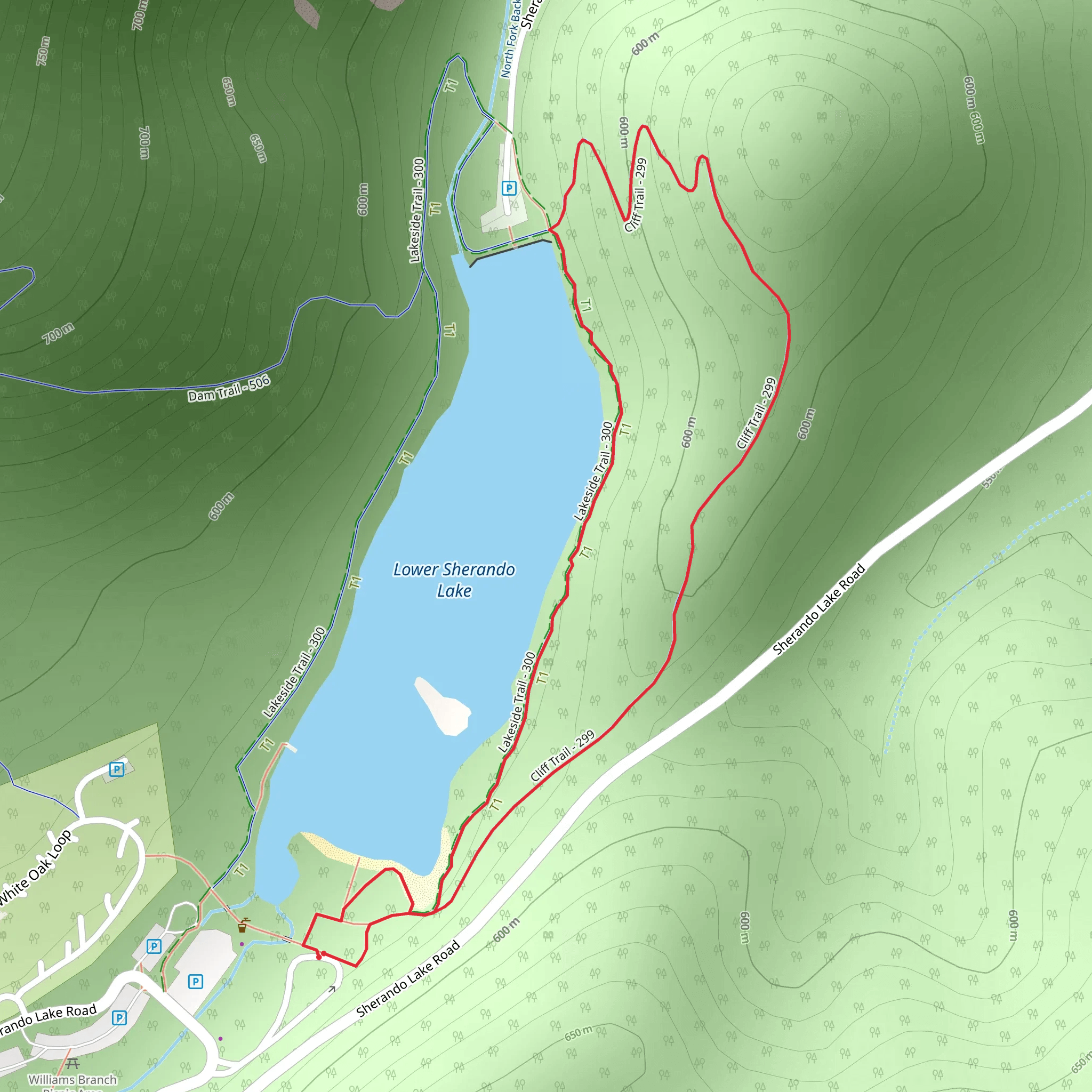 Lakeside and Cliff Loop Trail mobile static map