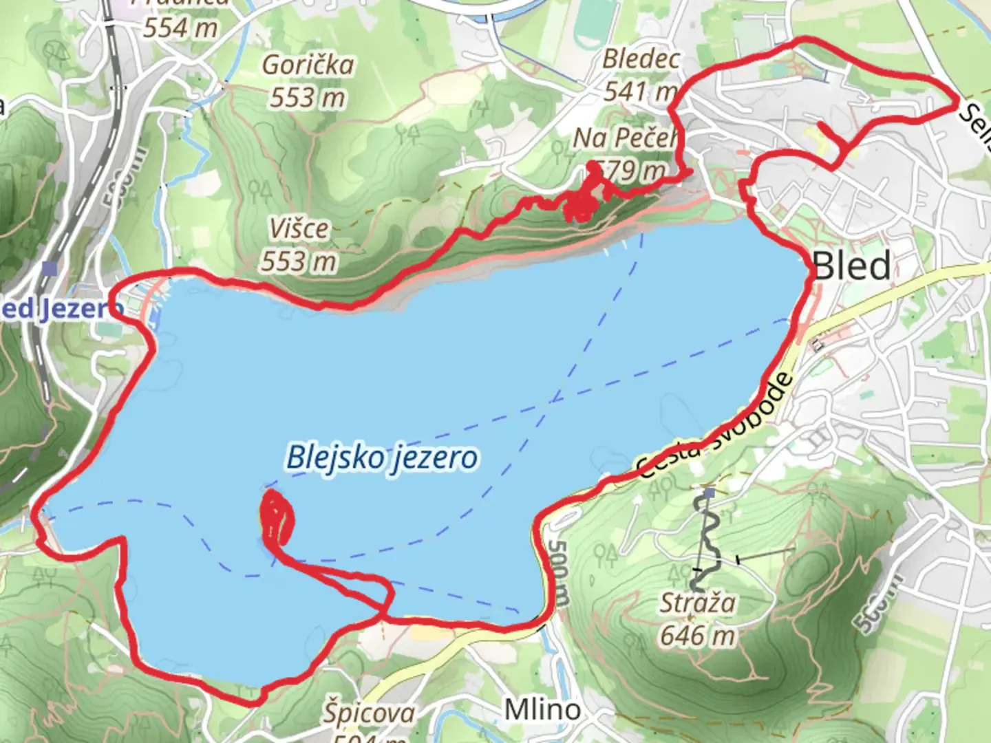 An image depicting the trail Lake Bled Castle & Island Church - Upper Limits UK and its surrounding area.