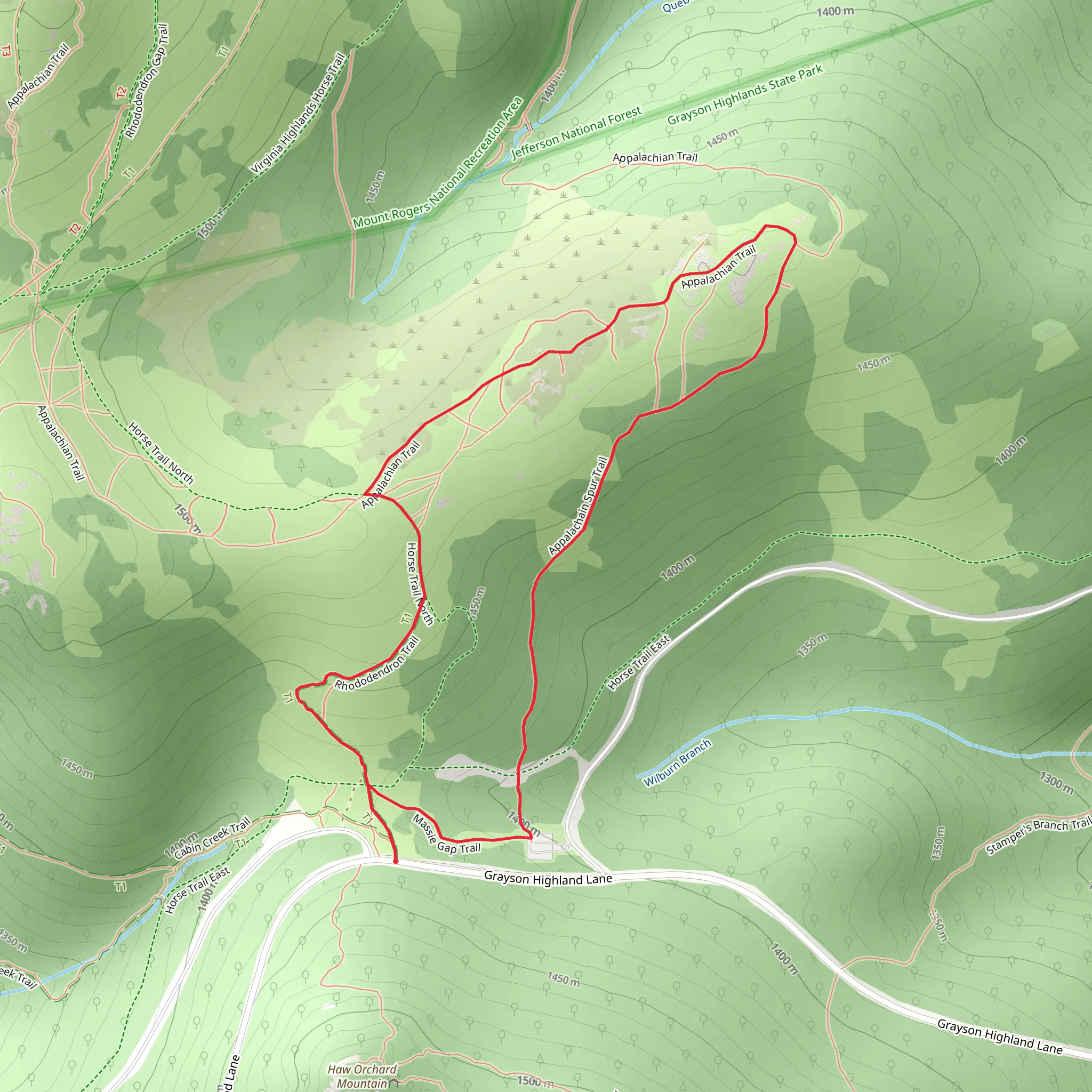 Rhododendron and Massie Gap Loop Trail mobile static map