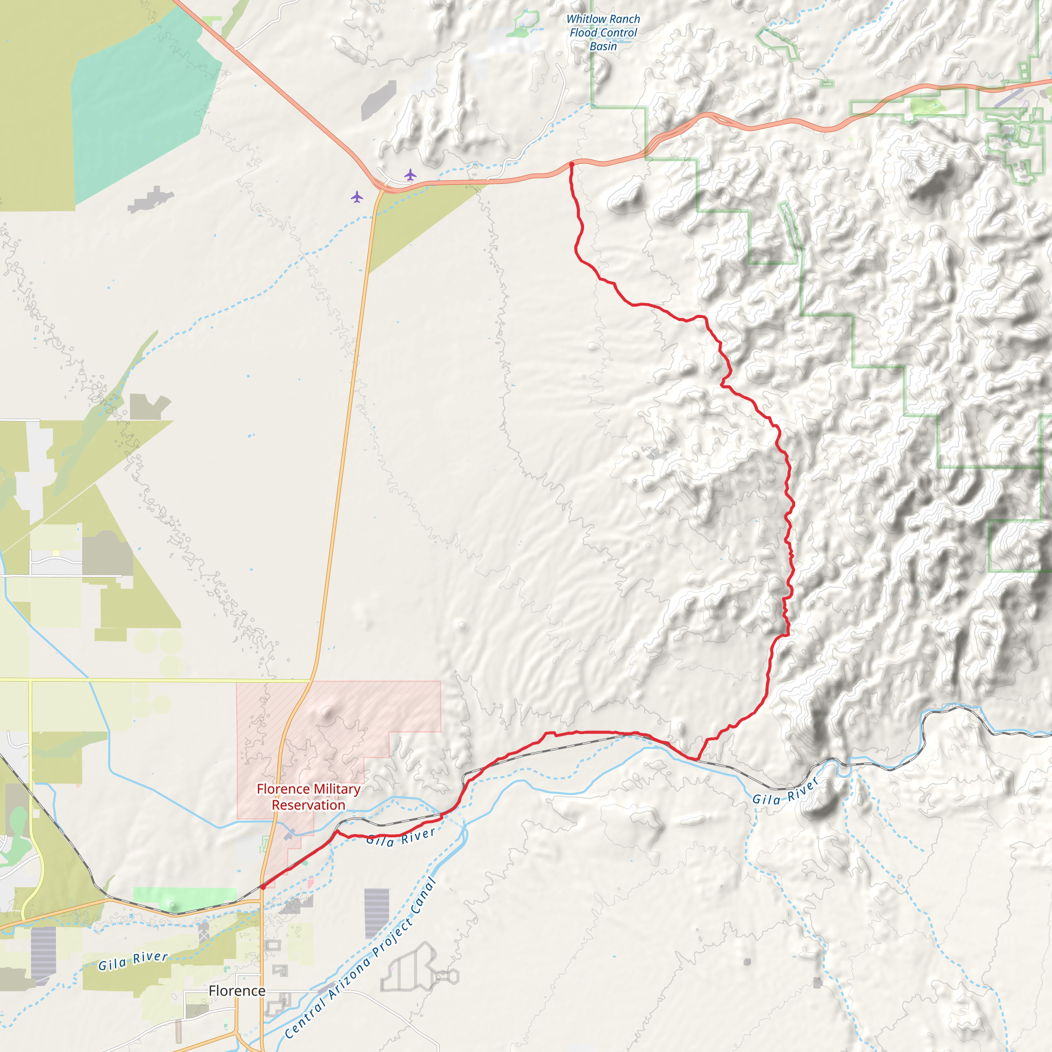 North Pinal Parkway to North Mineral Mountain Road mobile static map