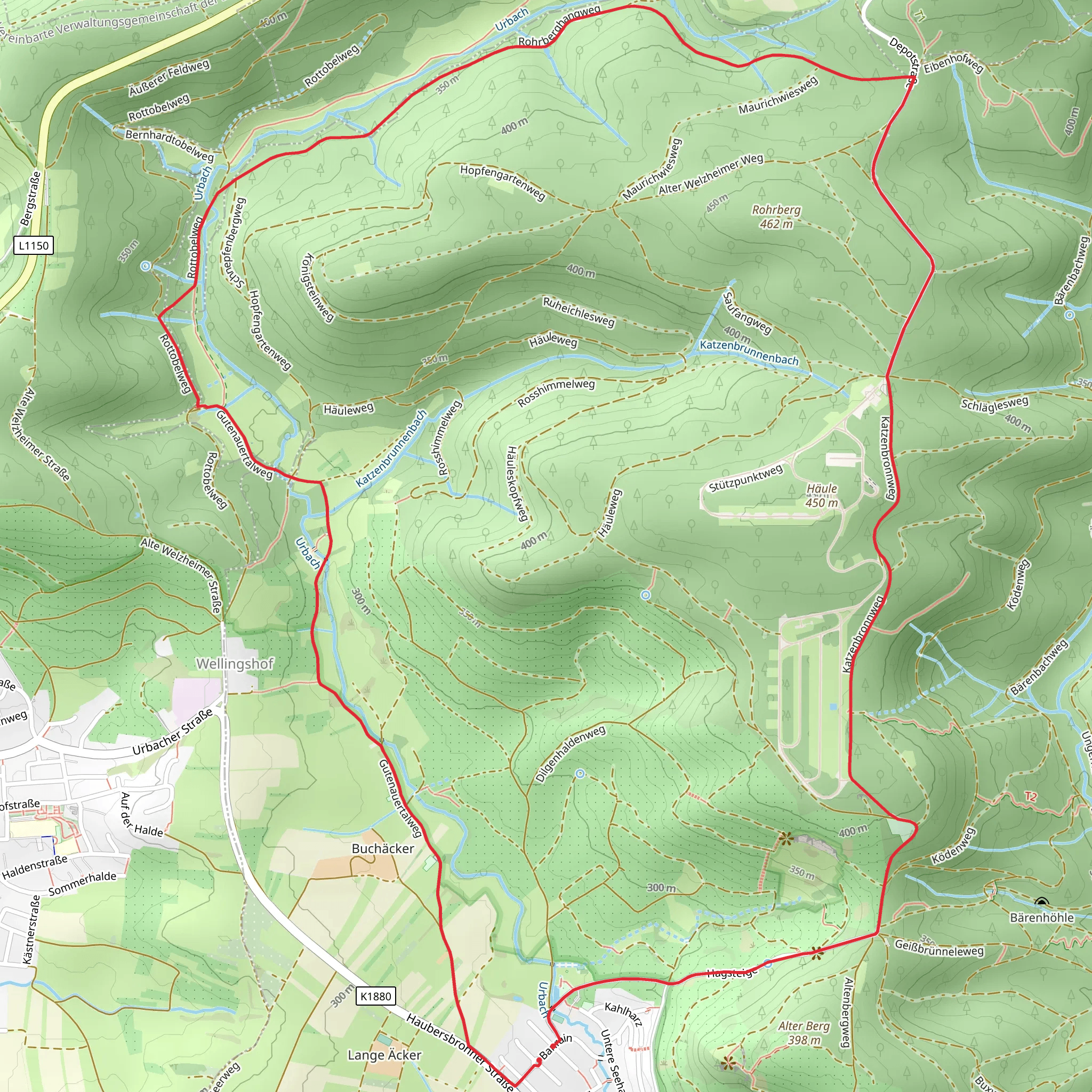 Urbacher Wanderweg Loop mobile static map