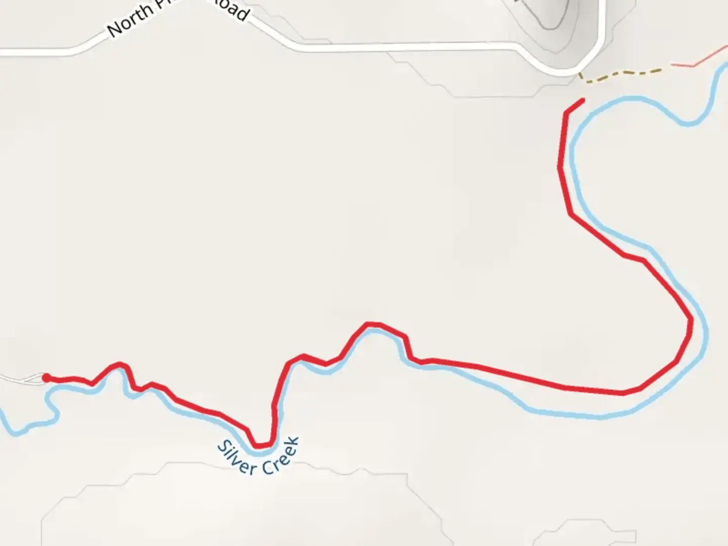 An image depicting the trail Walk along Silver Creek from Silver Creek Campground and its surrounding area.