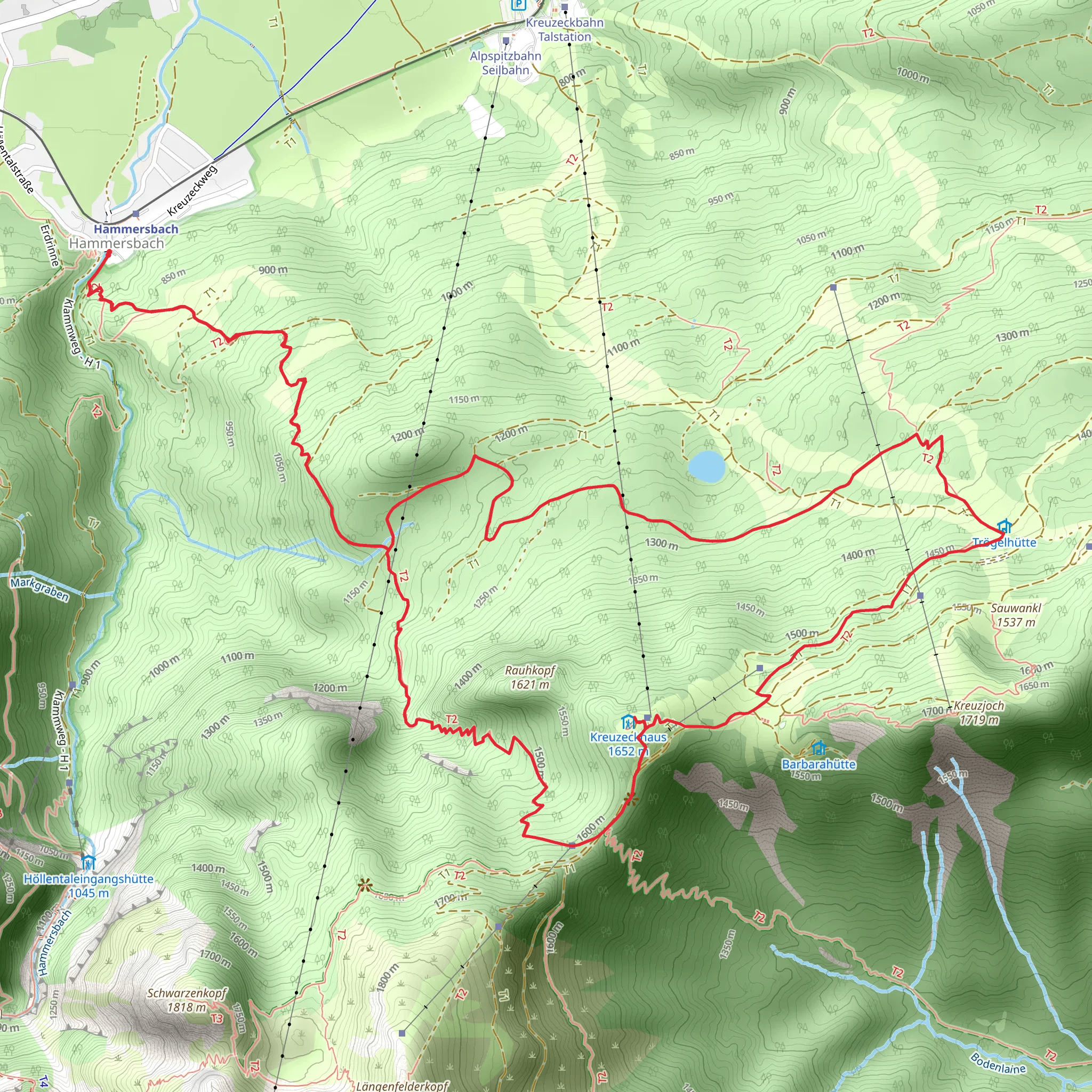 Kreuzeck via Jägersteig mobile static map