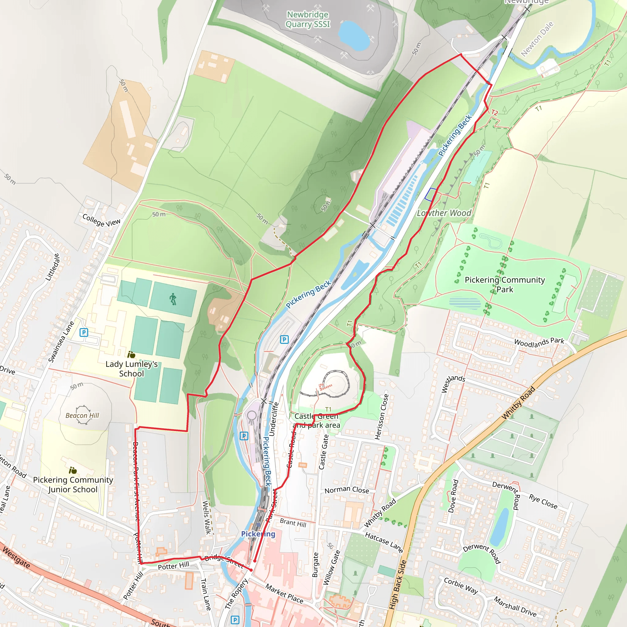Pickering Castle and Beck Loop mobile static map