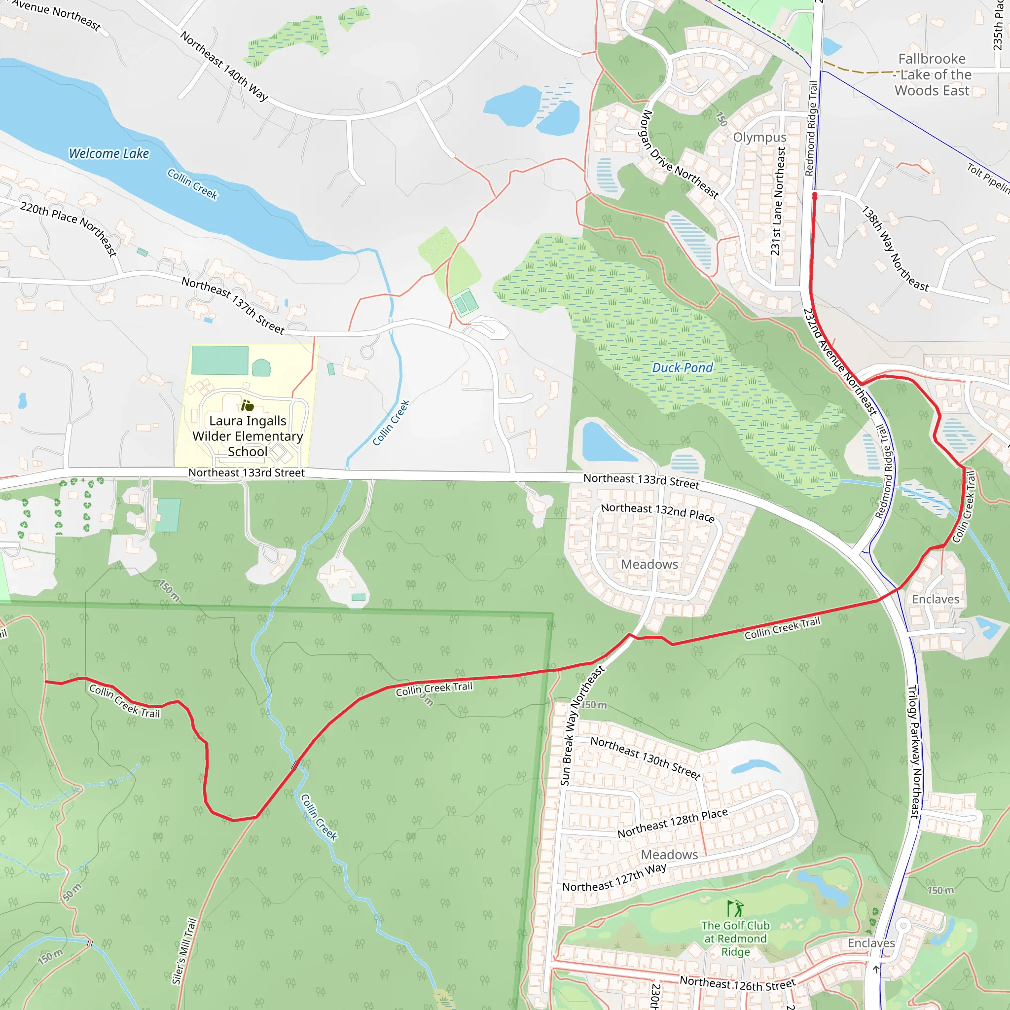 Collin Creek Trail Out and Back mobile static map