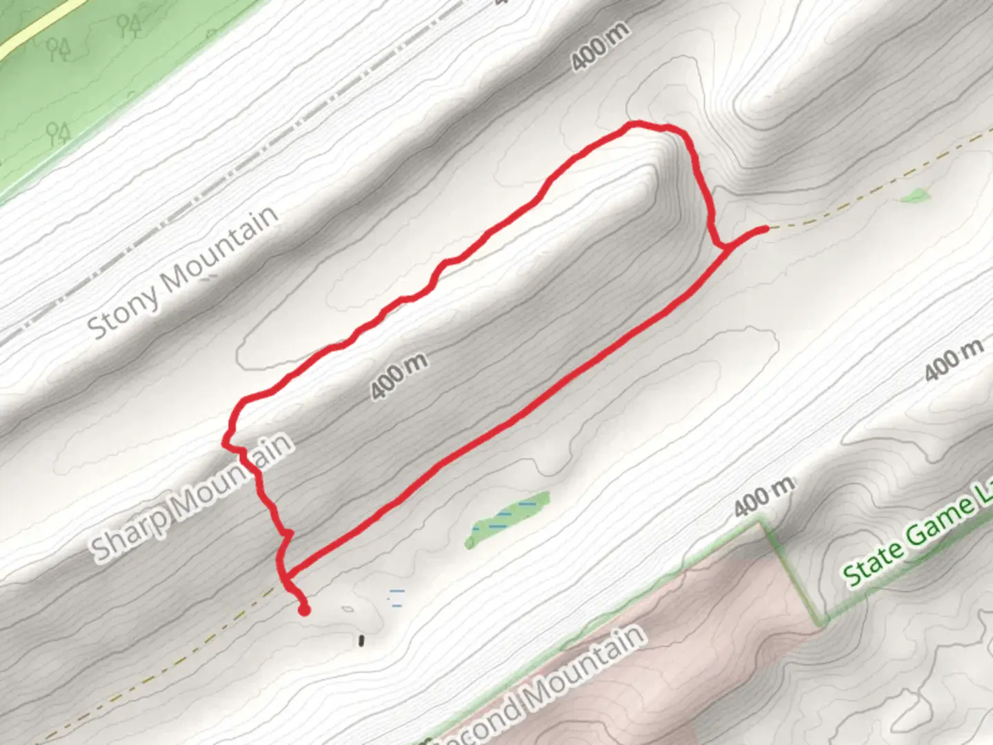 An image depicting the trail Rausch Creek and Stony Creek Loop and its surrounding area.