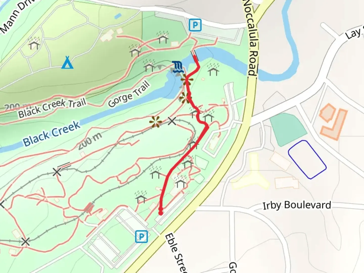 An image depicting the trail Black Creek and its surrounding area.