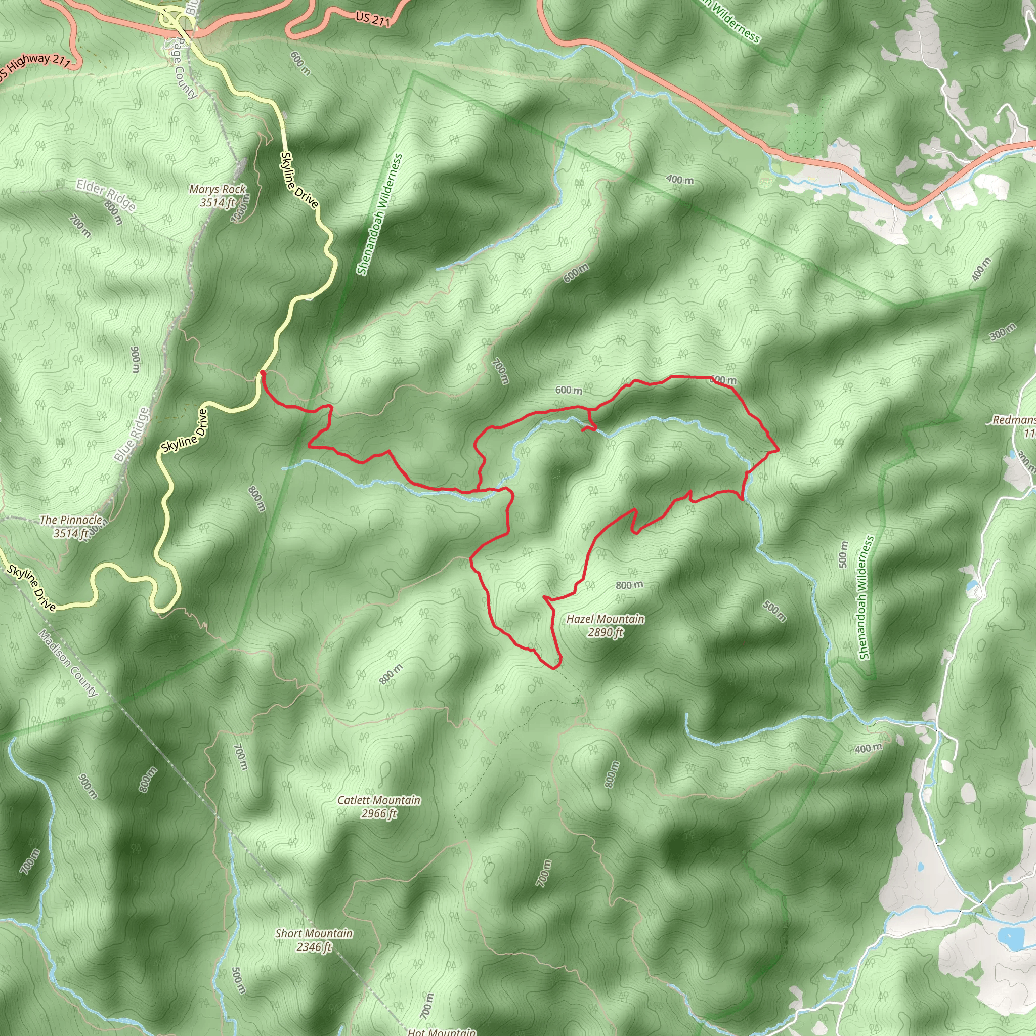 Hazel Mountain, Hazel River and Cave Falls Loop Trail mobile static map